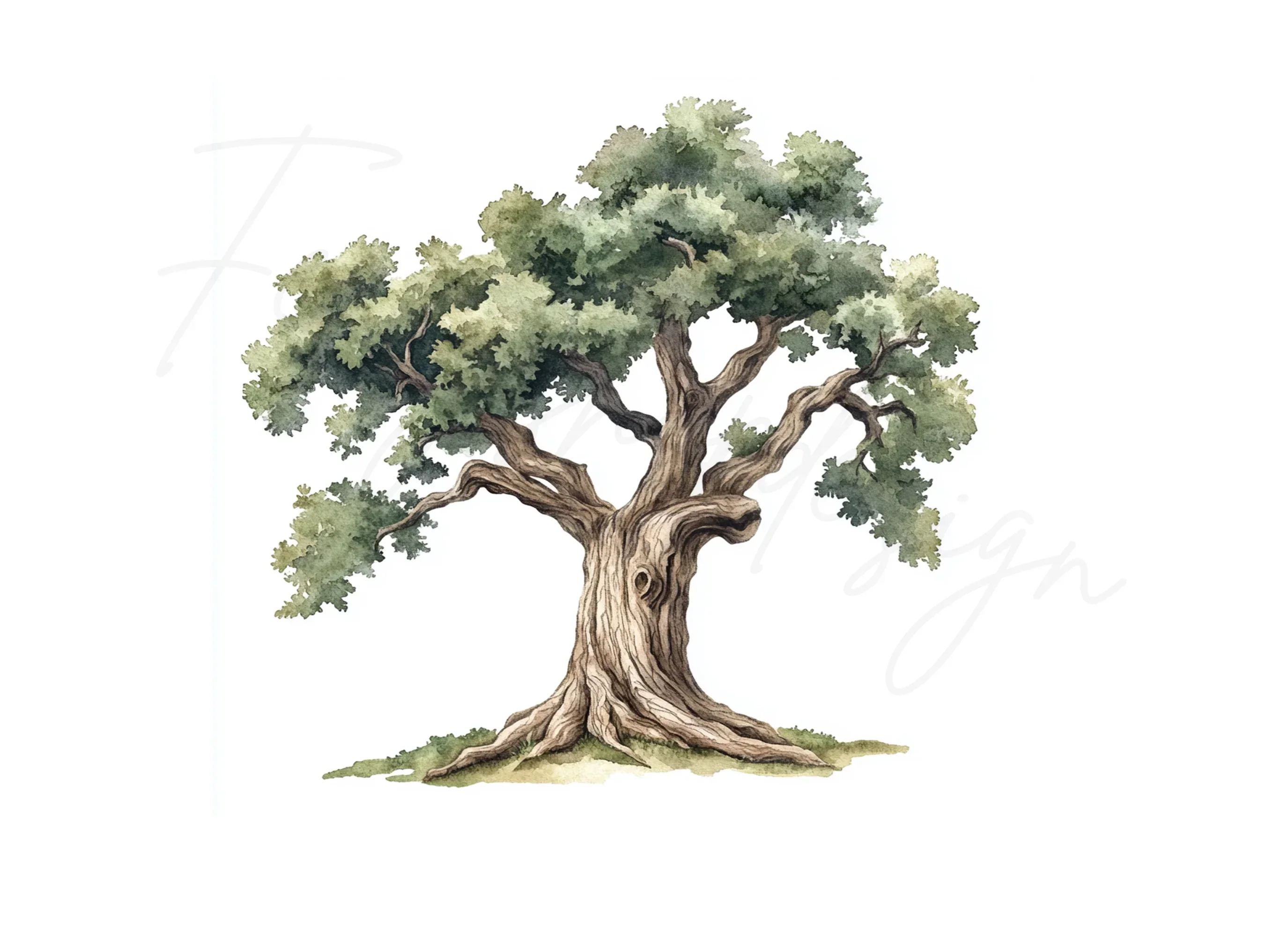 Sturdy Green Oak Tree Clipart Bundle - Image 3