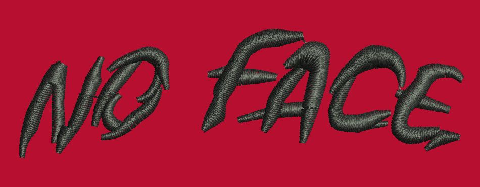 Stylized Text No Face Embroidery Design