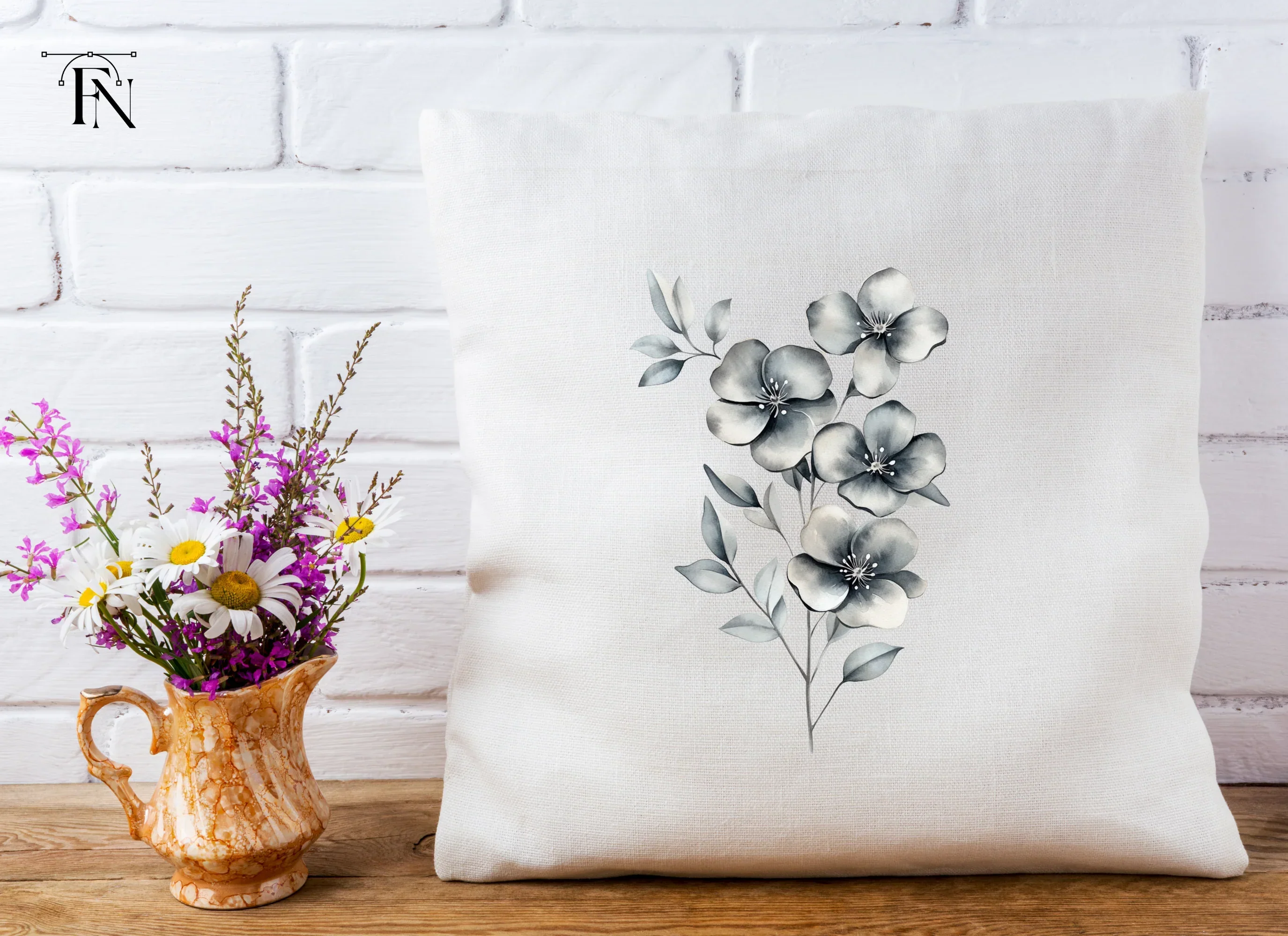 Subtle Grey Flower Bouquets Clipart Bundle - Image 4