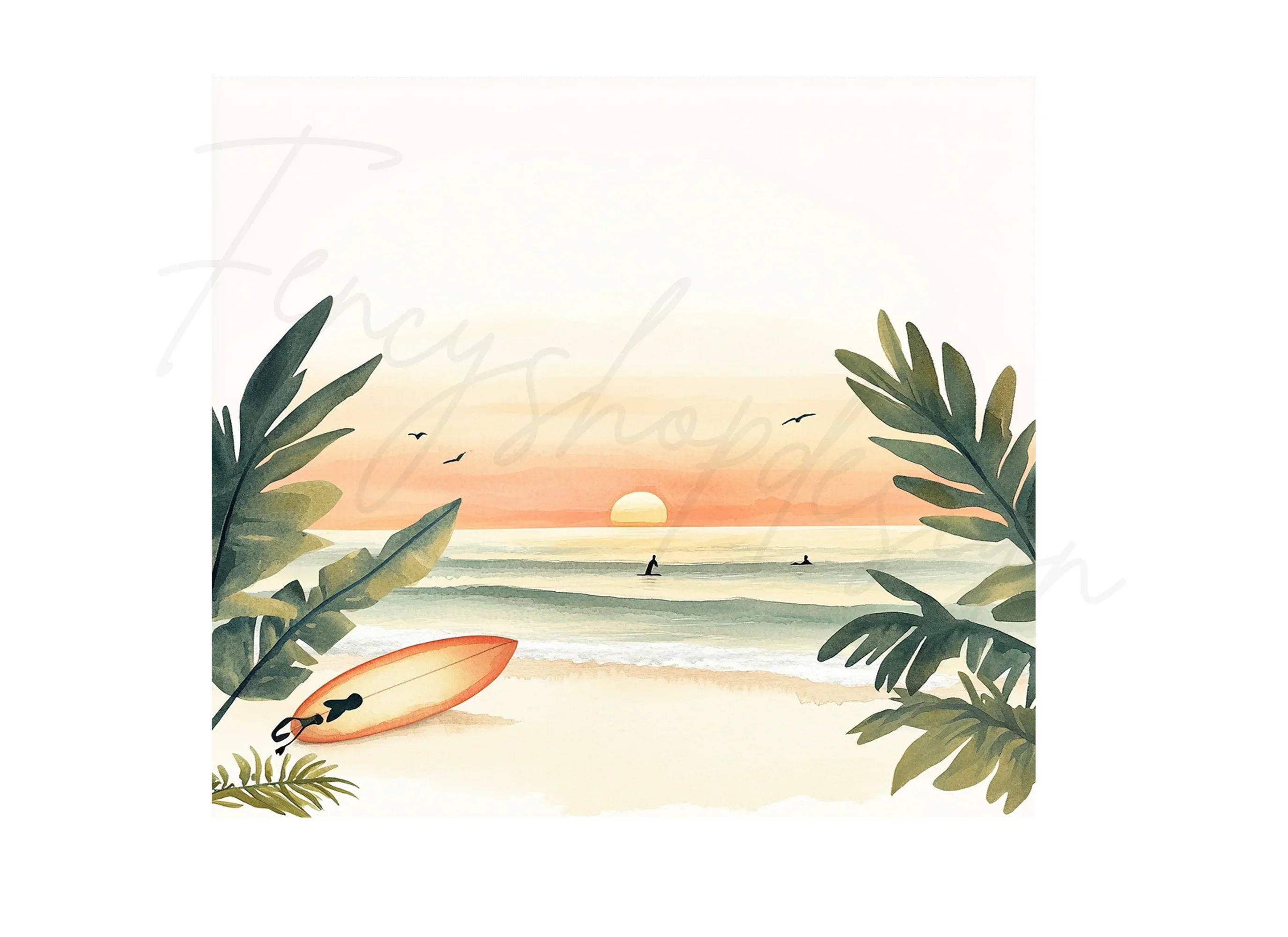 Sunset Beach Surfing Clipart Bundle - Image 2