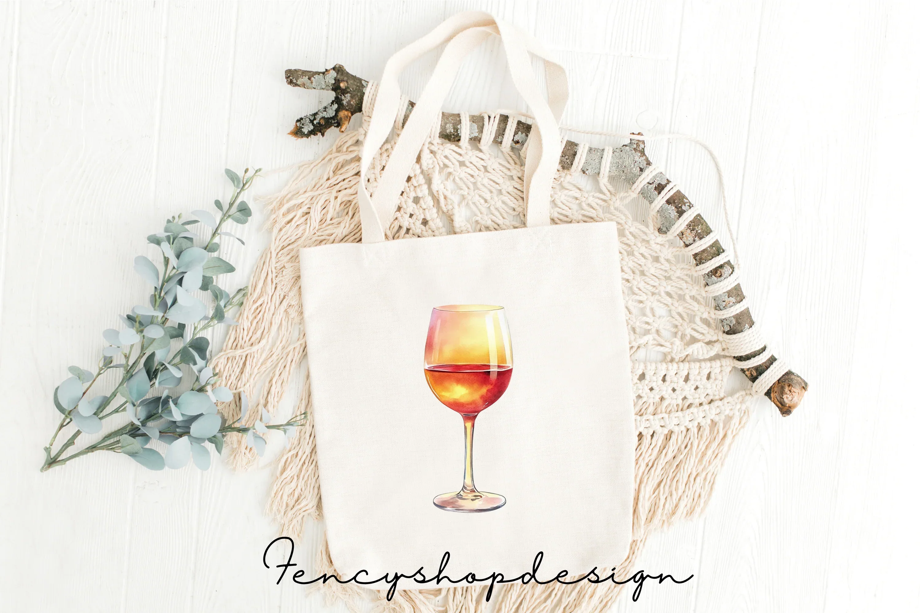 Sunset Wine Glass Clipart Bundle - Image 2
