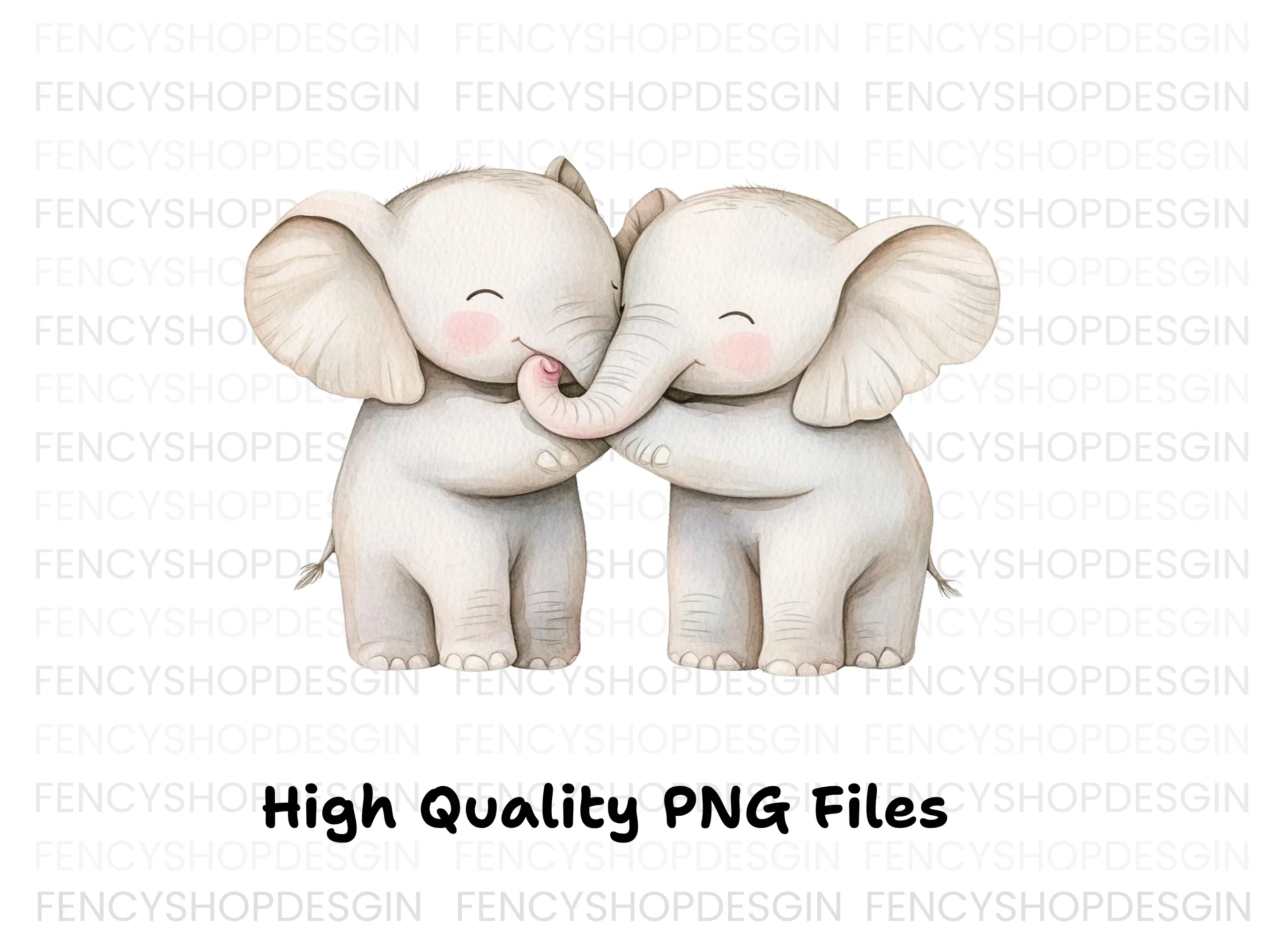 Sweet Baby Elephant Hugs Clipart Bundle - Image 3
