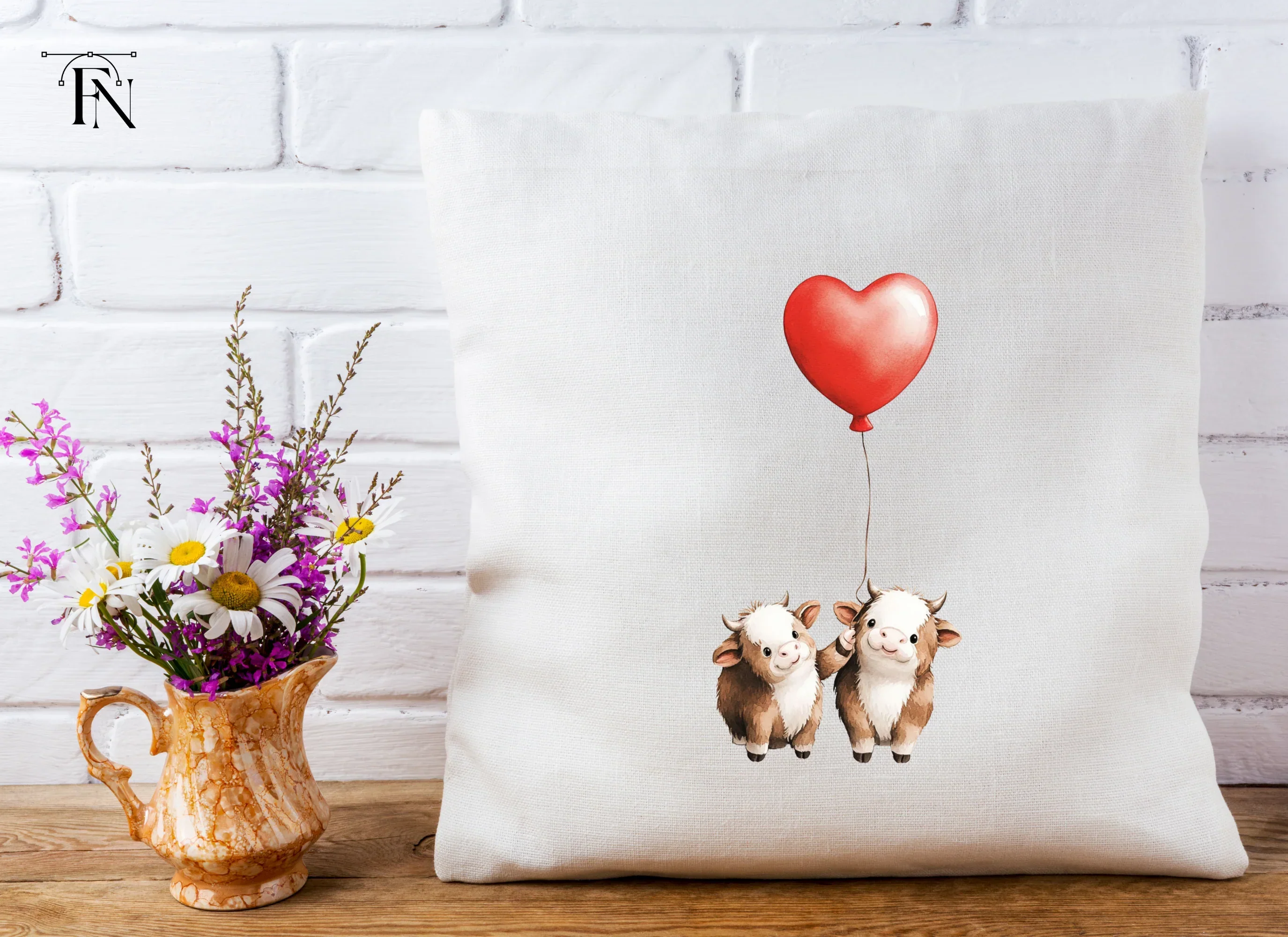 Sweet Calves with Heart Balloon Clipart Bundle - Image 5