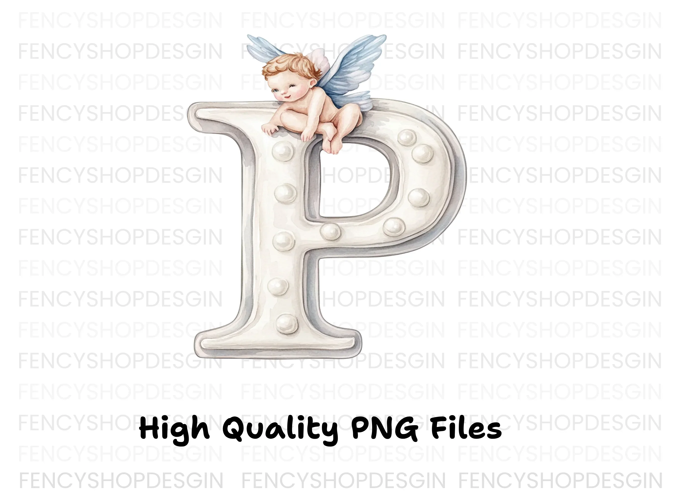 Sweet Cherub Angels Alphabet Clipart Bundle - Image 3