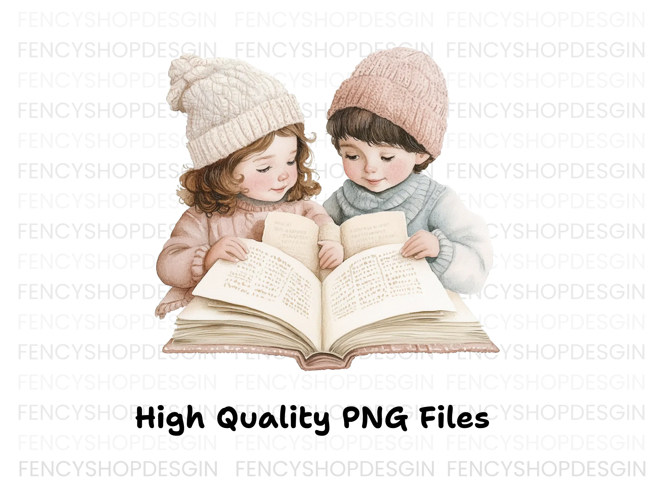 Sweet Children Reading Books Clipart Bundle - Image 3