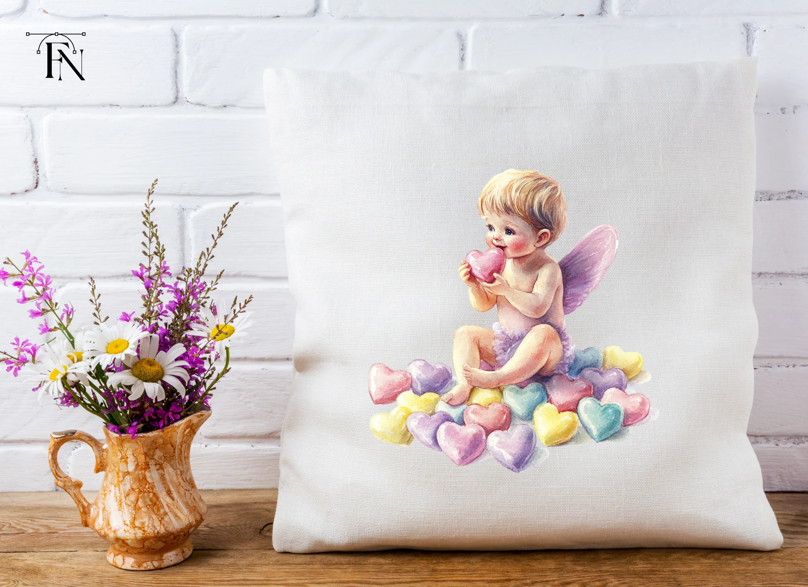 Sweet Cupid Babies with Candy Hearts Clipart Bundle - Image 4