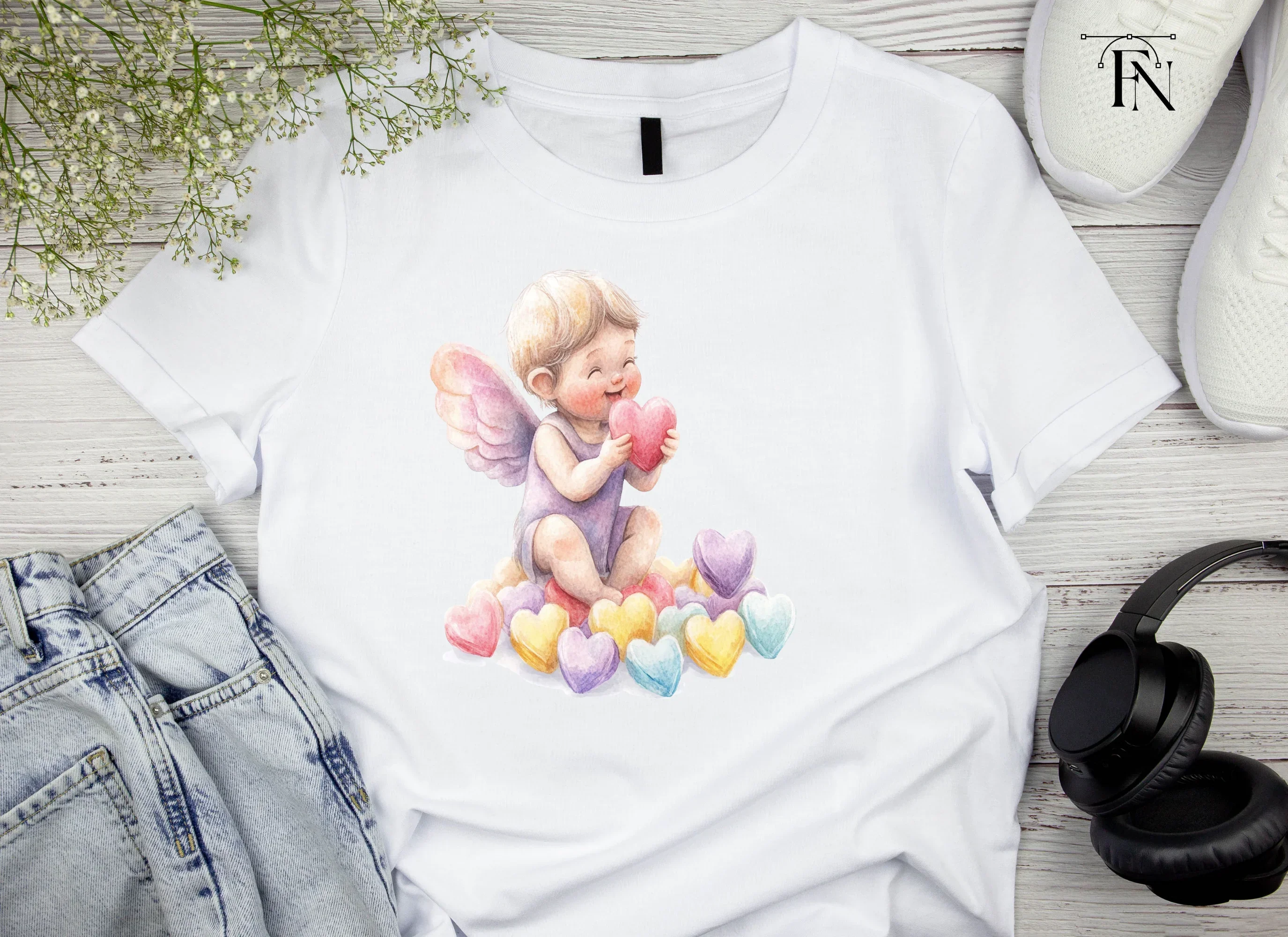 Sweet Cupid Babies with Candy Hearts Clipart Bundle - Image 5