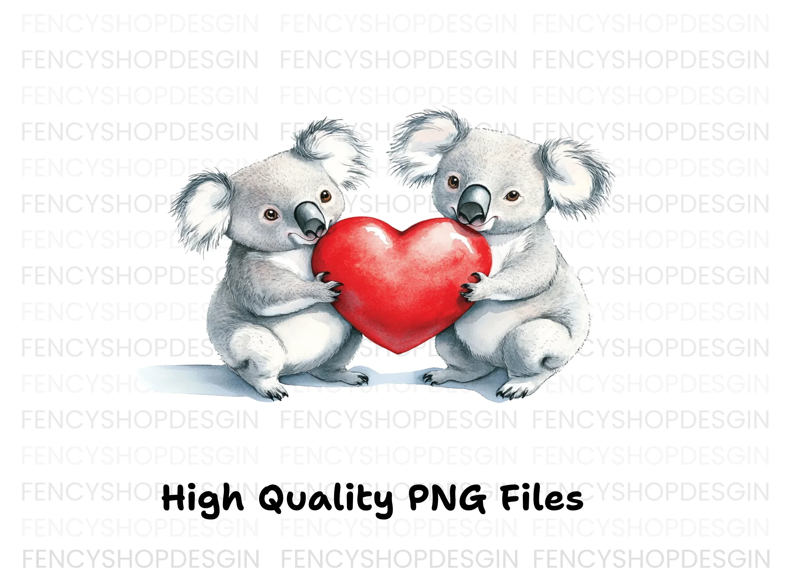 Sweet Koala Couple Holding Red Heart Clipart Bundle - Image 3