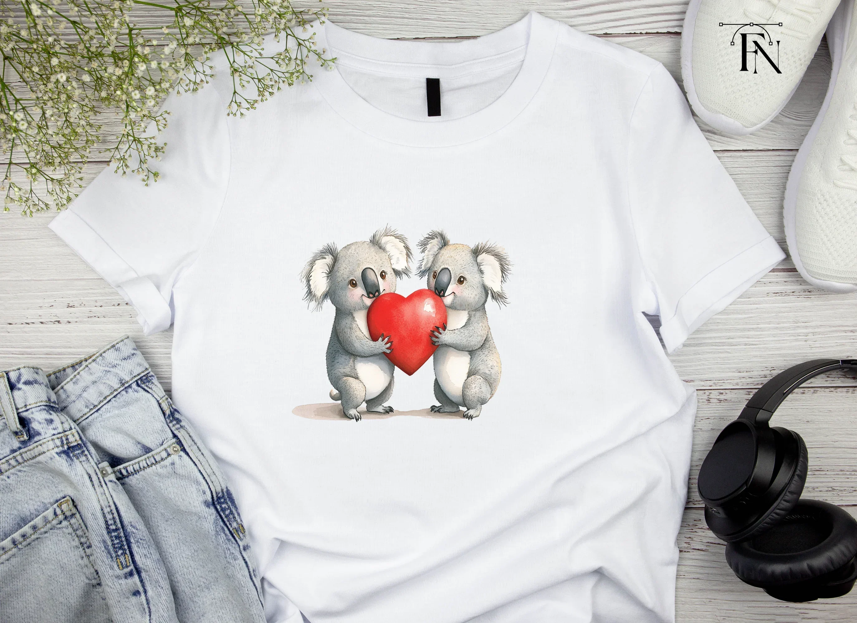 Sweet Koala Couple Holding Red Heart Clipart Bundle - Image 4
