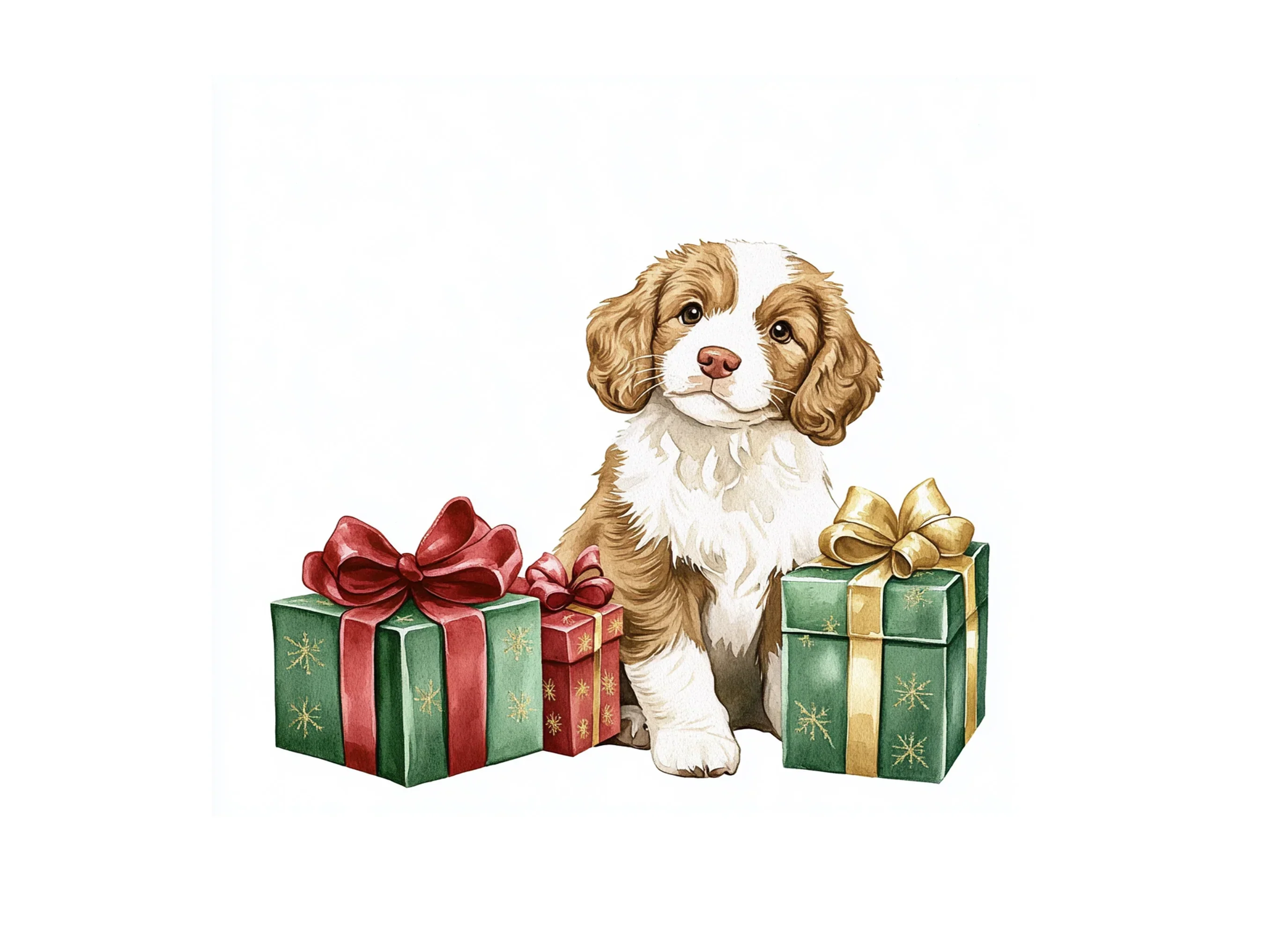 Sweet Puppies with Christmas Gifts Clipart Bundle - Image 2