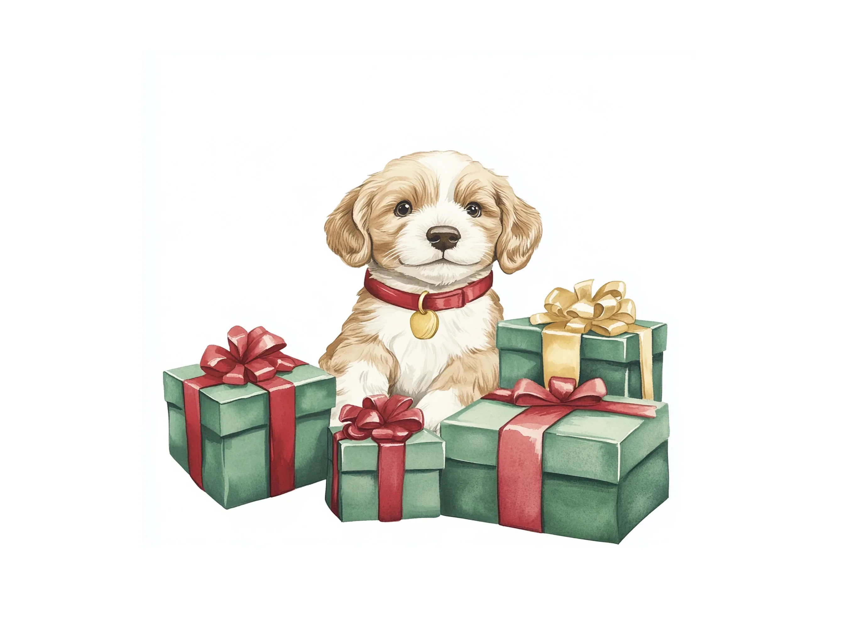 Sweet Puppies with Christmas Gifts Clipart Bundle - Image 3