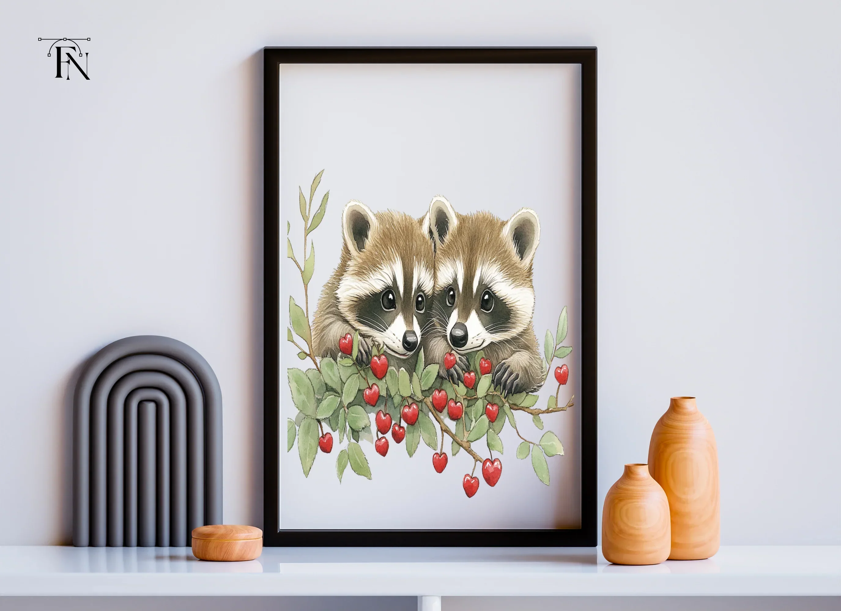 Sweet Raccoons with Berries Clipart Bundle - Image 6