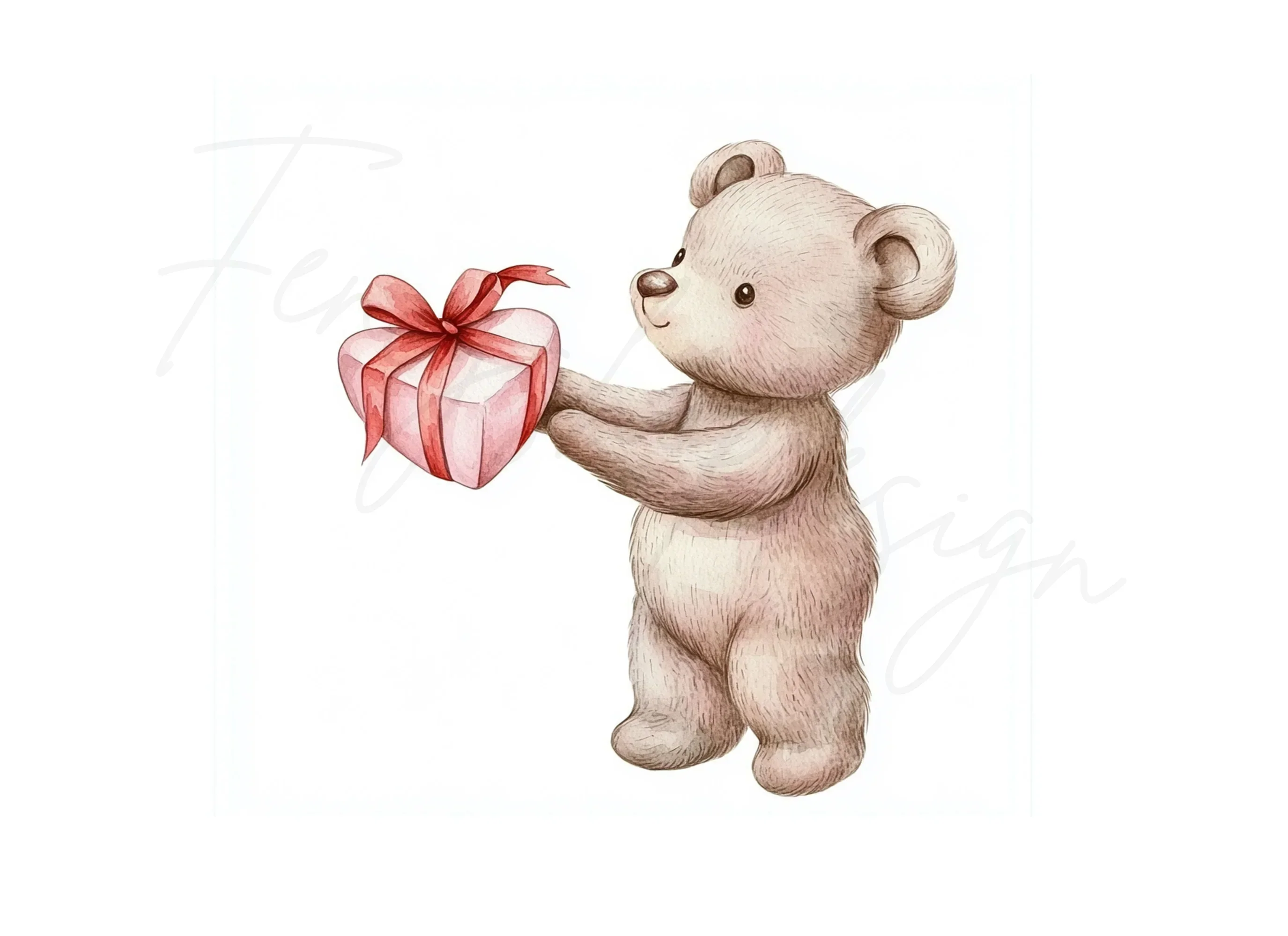 Sweet Teddy Bear Holding Heart Clipart Bundle - Image 2