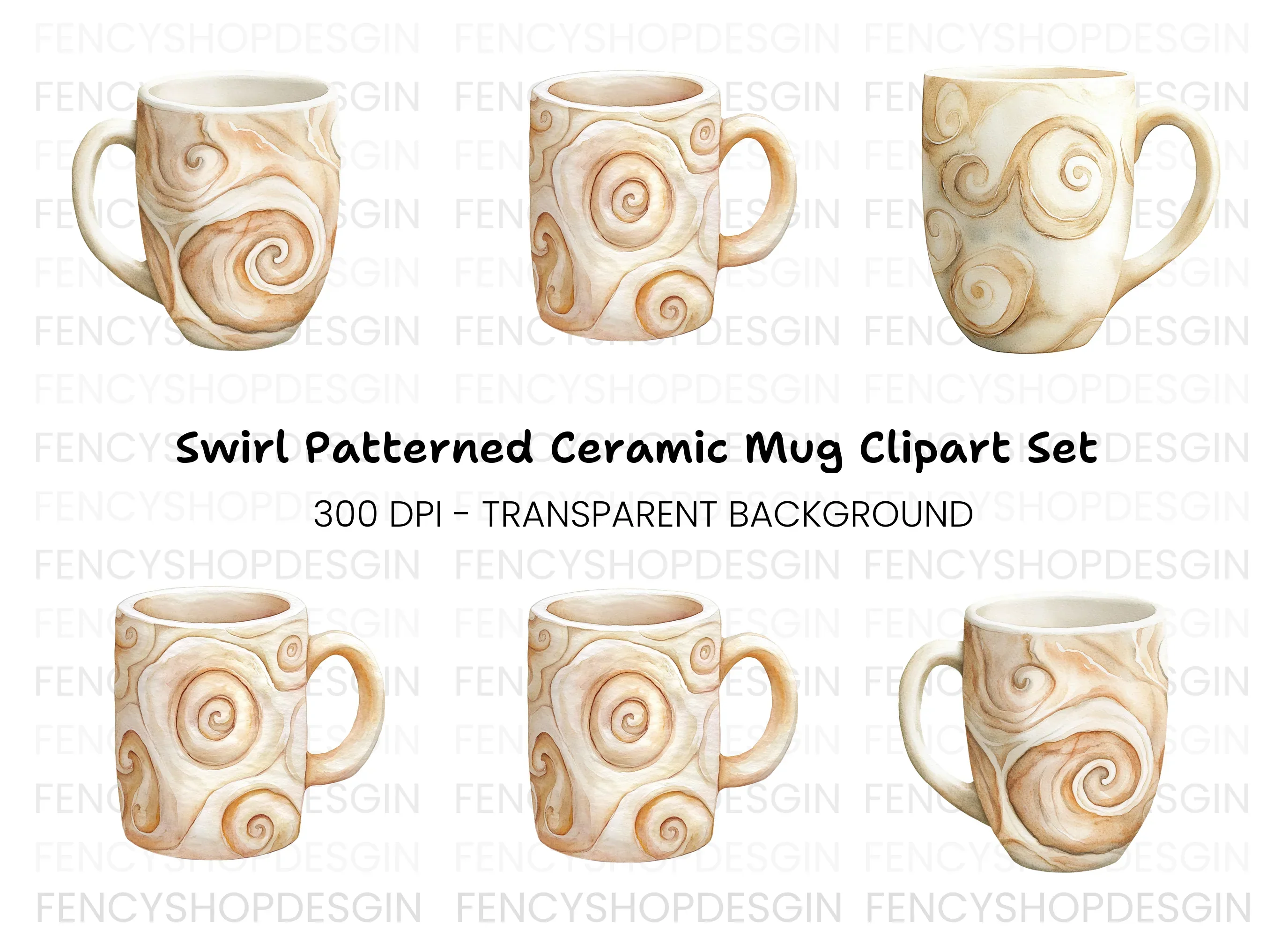 Swirl Pattern Coffee Clipart Bundle