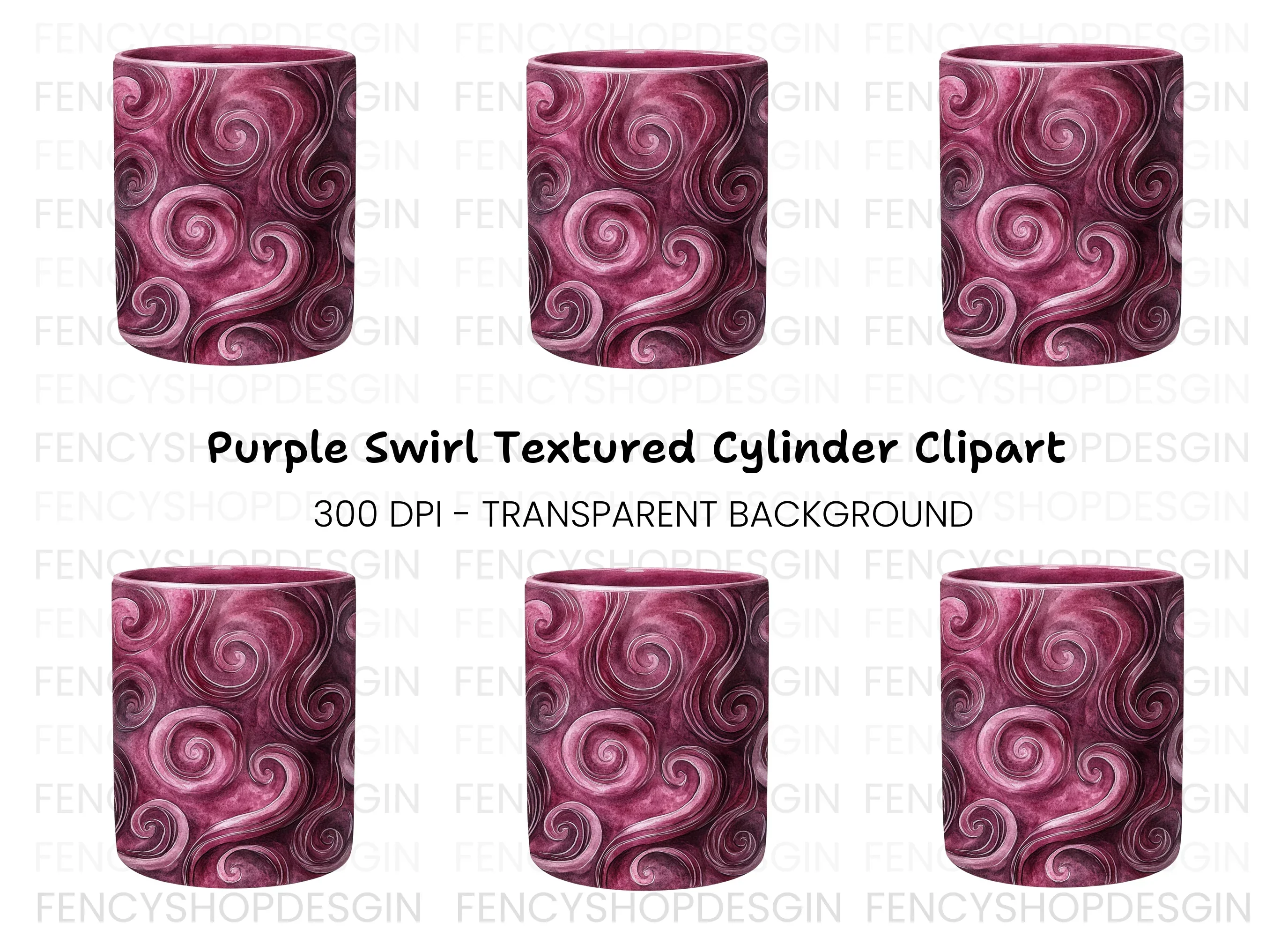 Swirls Pink Clipart Bundle