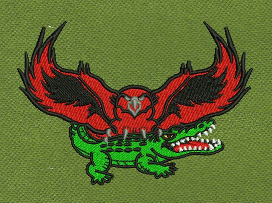 Talons Over Crocodile Embroidery Design