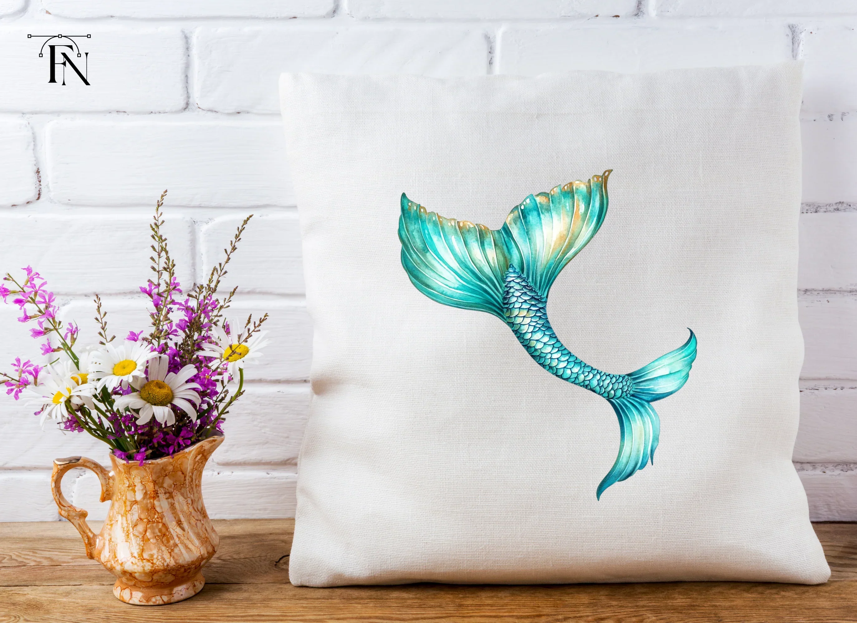 Teal and Gold Mermaid Tail Clipart Bundle - Image 5