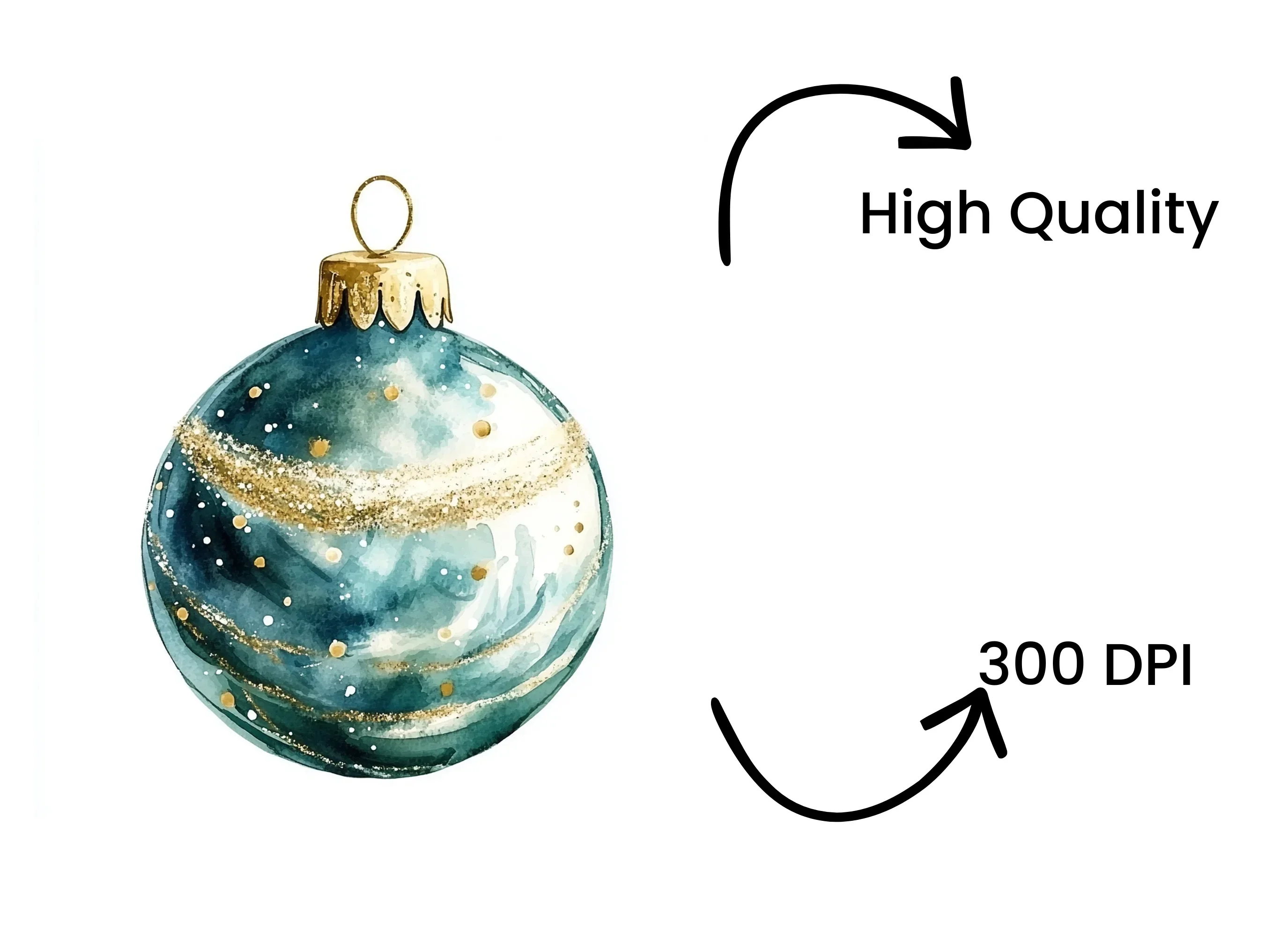 Teal Christmas Ornaments Clipart Bundle - Image 4