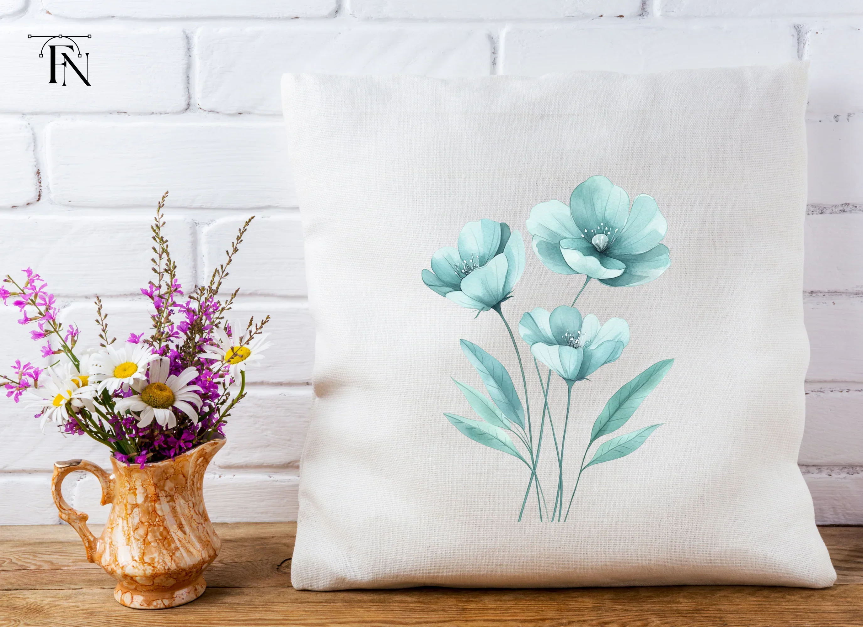 Teal Flowers Clipart Bundle - Image 5