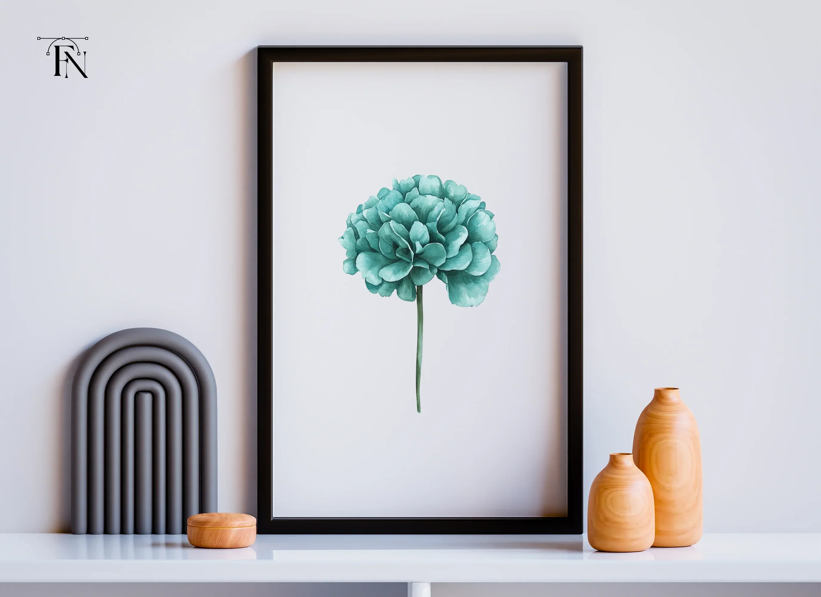 Teal Peony Flower Clipart Bundle - Image 6