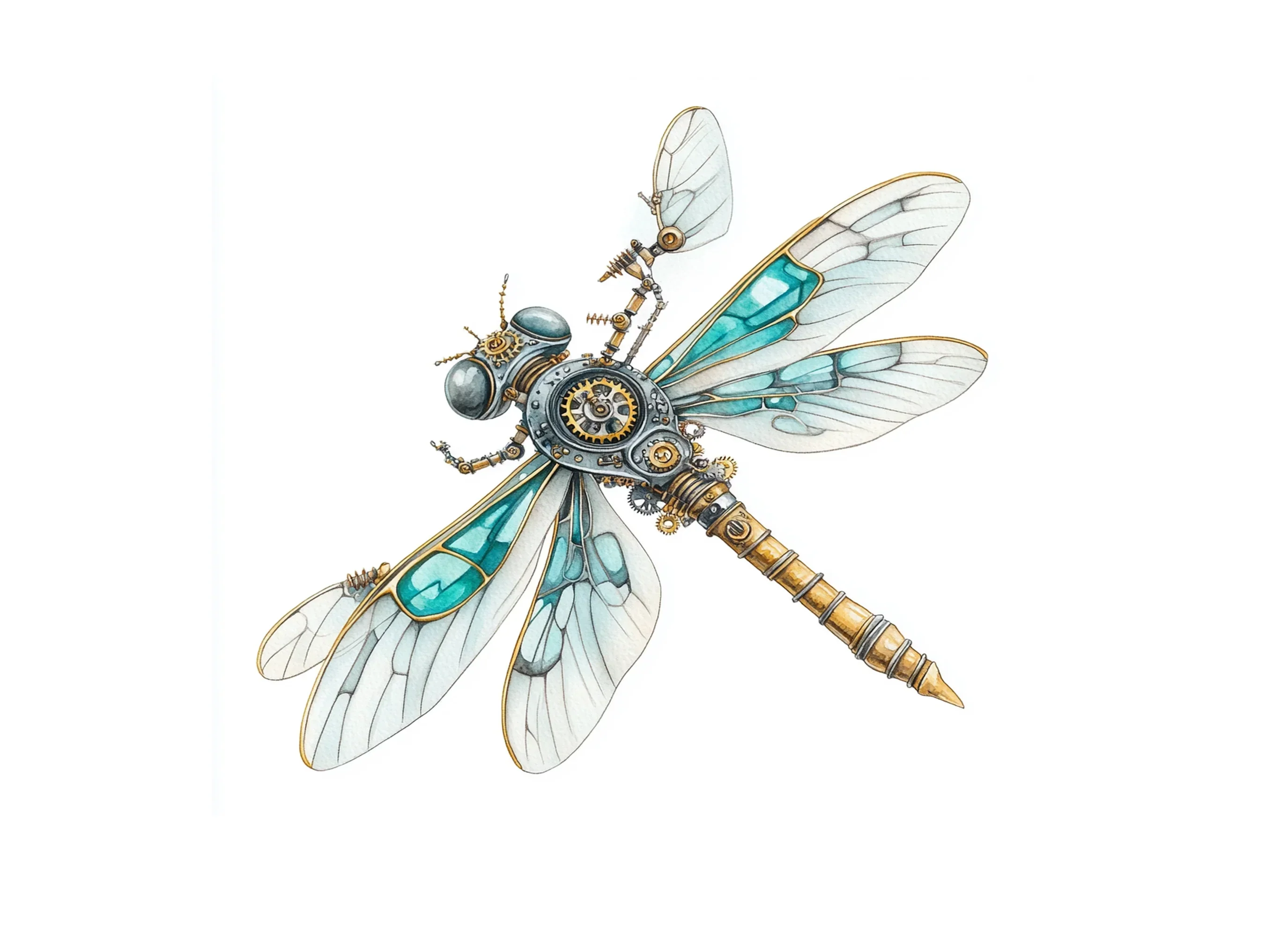 Teal Steampunk Dragonfly Clipart Bundle - Image 2