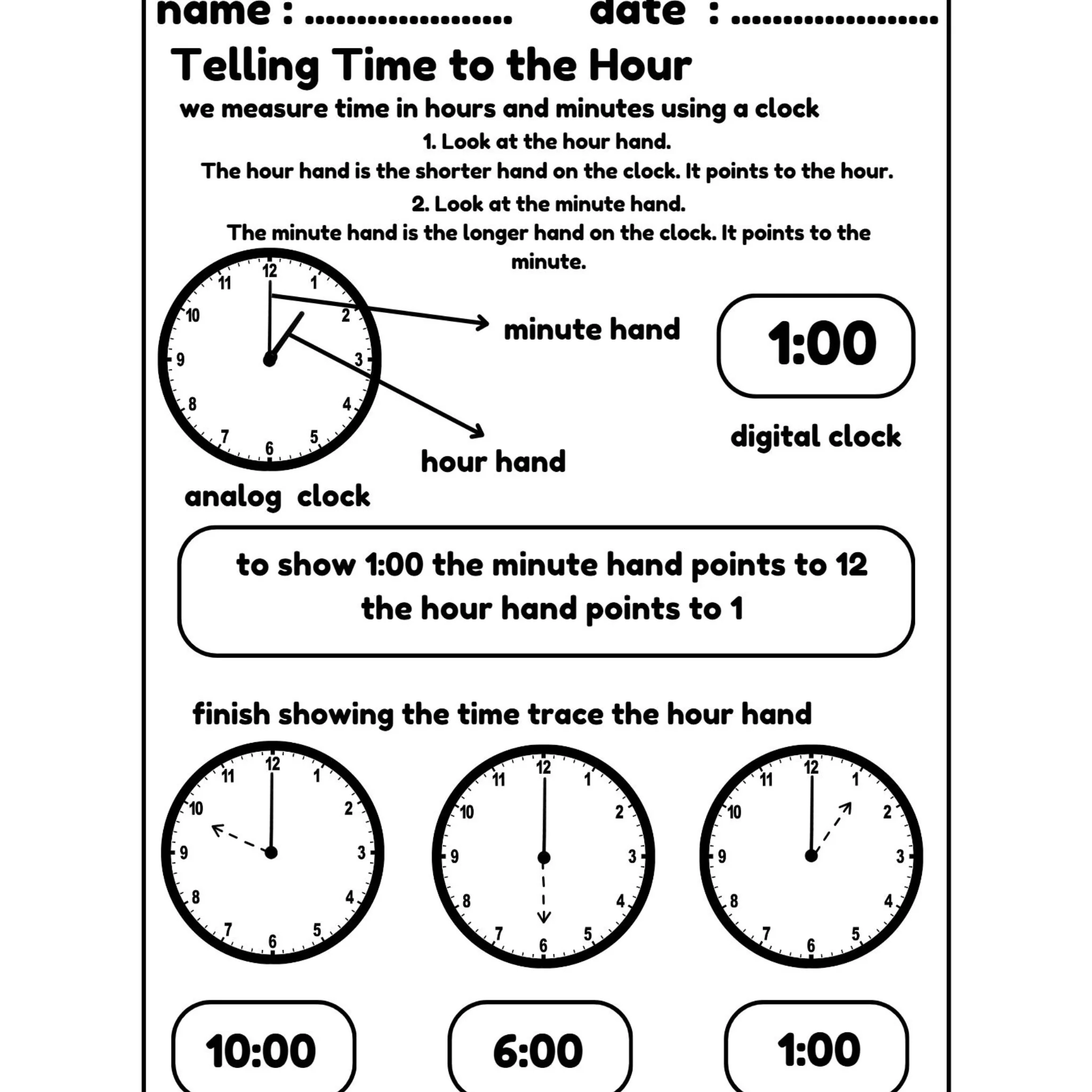 Telling Time to the Hour and Half Hour Worksheets - Image 2