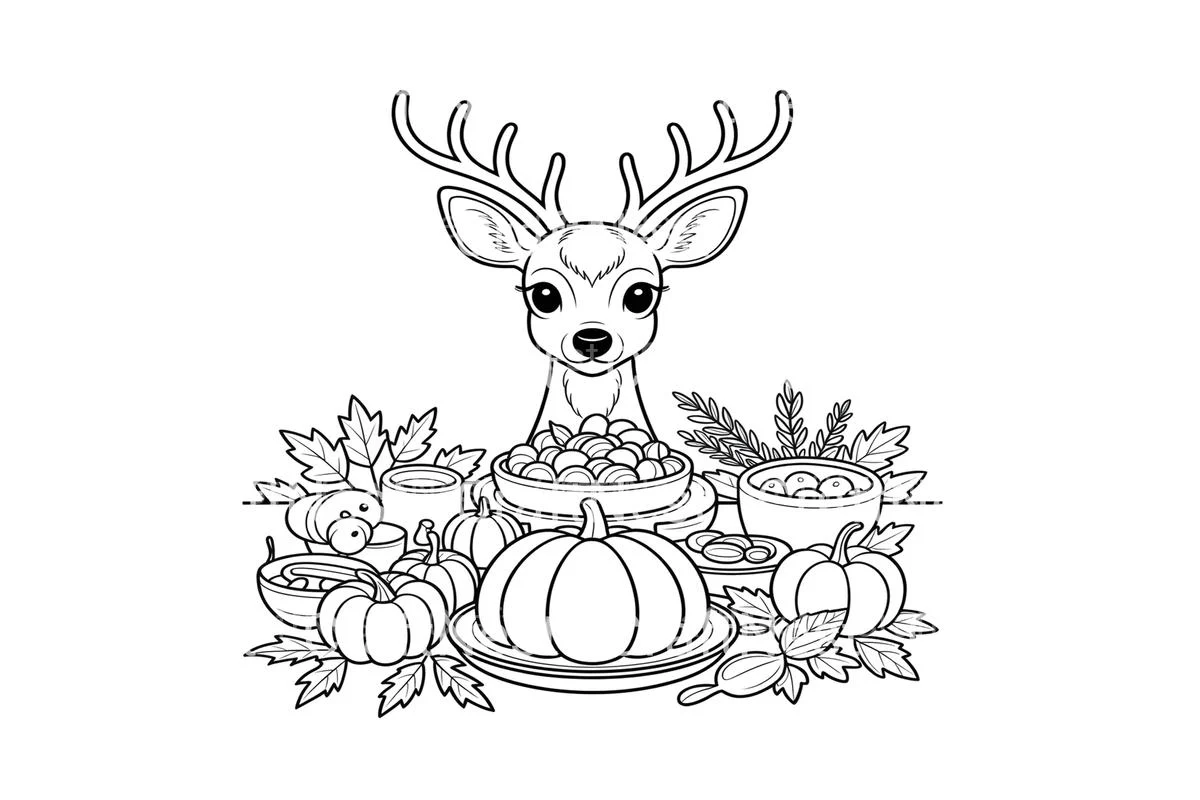 Thanksgiving Deer Feast Coloring Books - Image 4