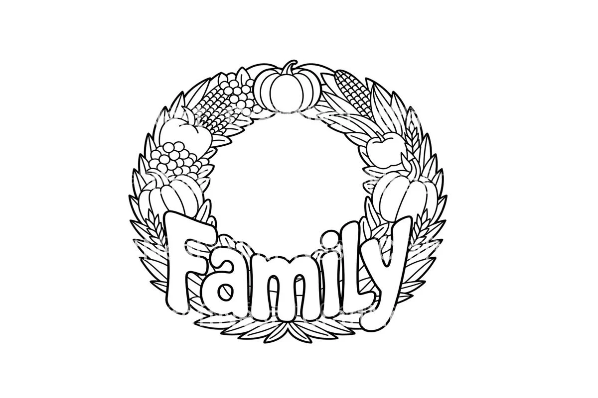 Thanksgiving Family Wreath Coloring Books - Image 2