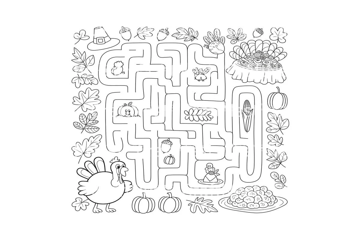 Thanksgiving Maze andCombo Coloring Books Coloring Books - Image 3
