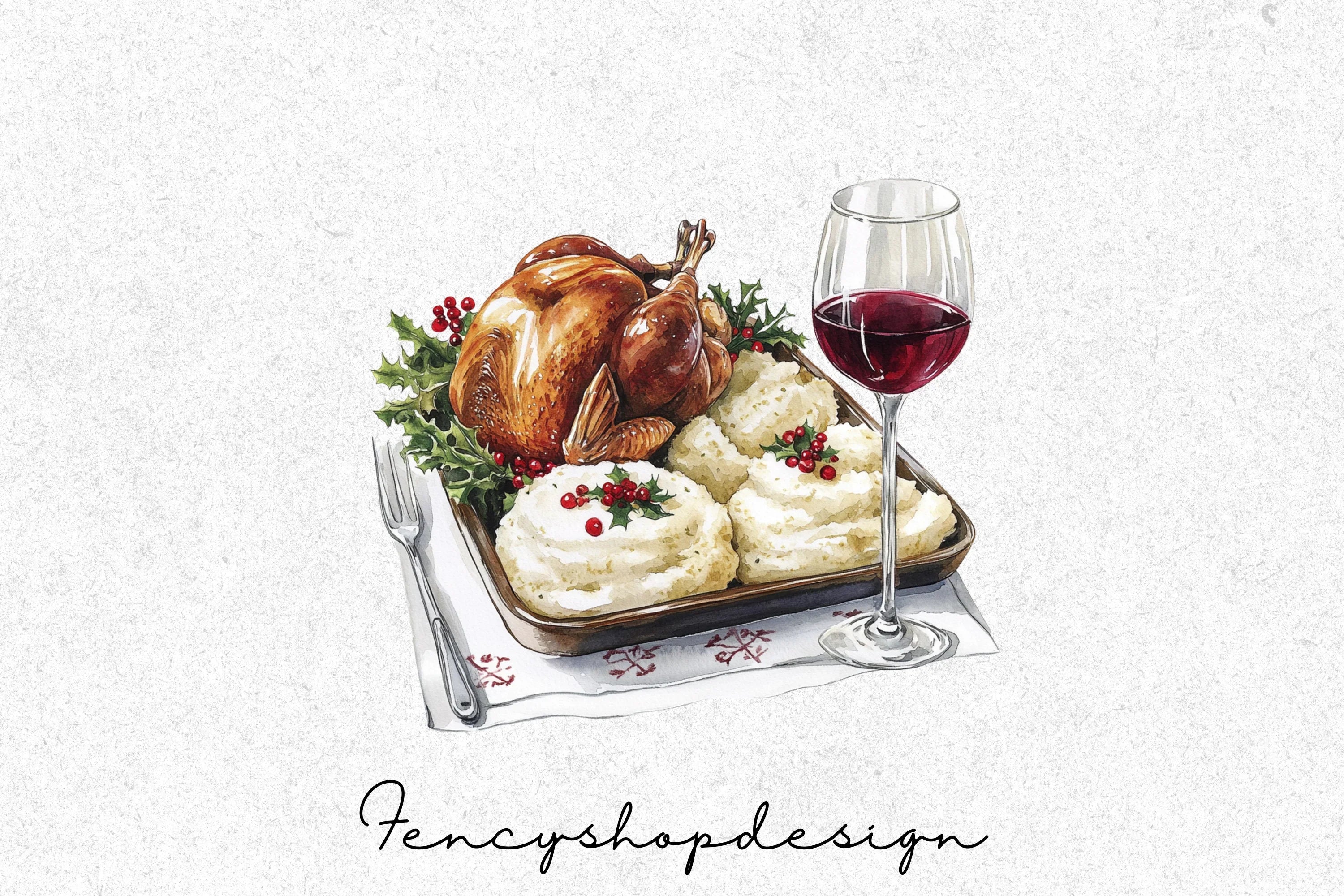 Thanksgiving Turkey Dinner Clipart Bundle - Image 3