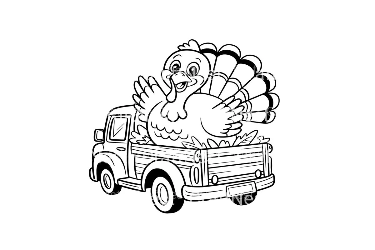 Thanksgiving Turkey Truck Coloring Books - Image 2