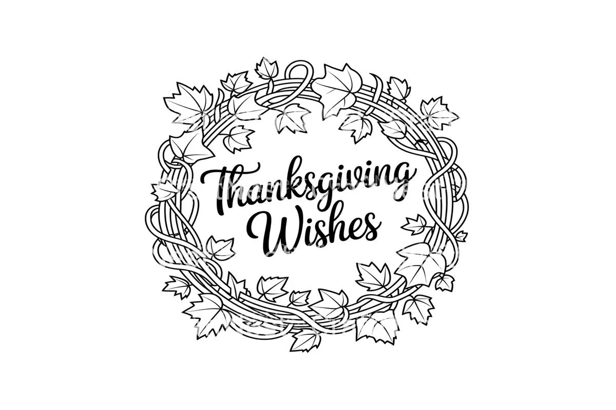 Thanksgiving Wishes Wreath Coloring Books - Image 3
