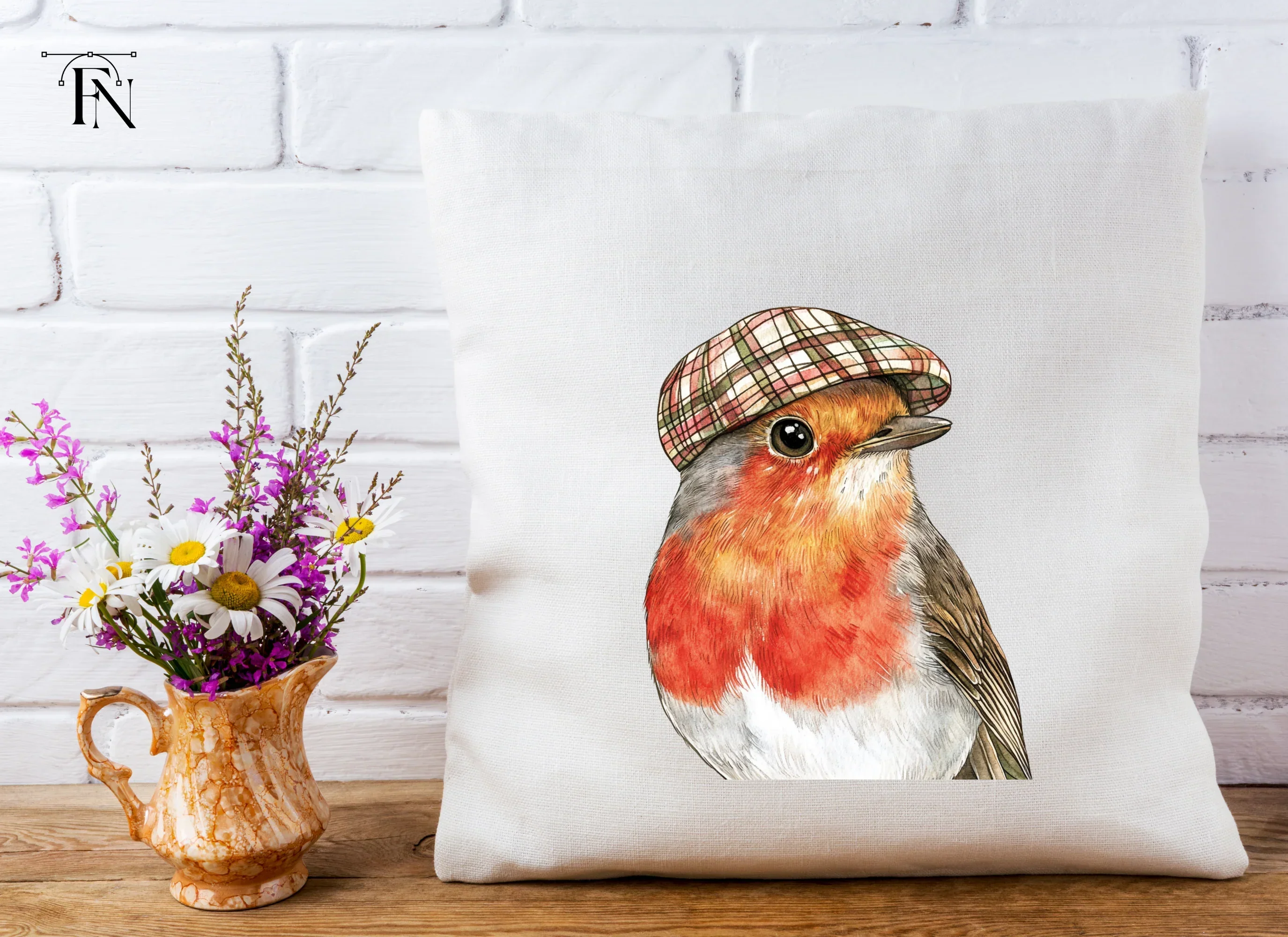 Three Robins in Plaid Flat Caps Clipart Bundle - Image 4
