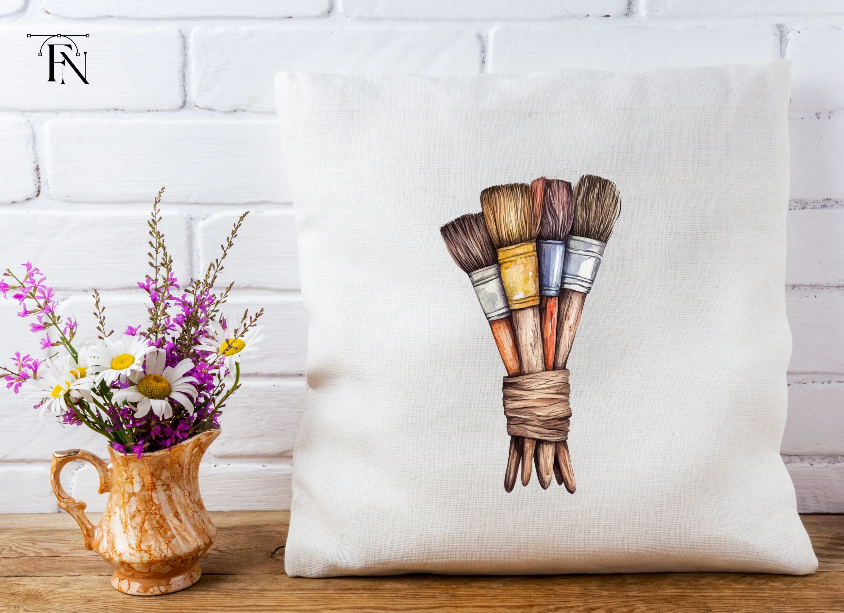Tied Rustic Paint Brushes Clipart Bundle - Image 5
