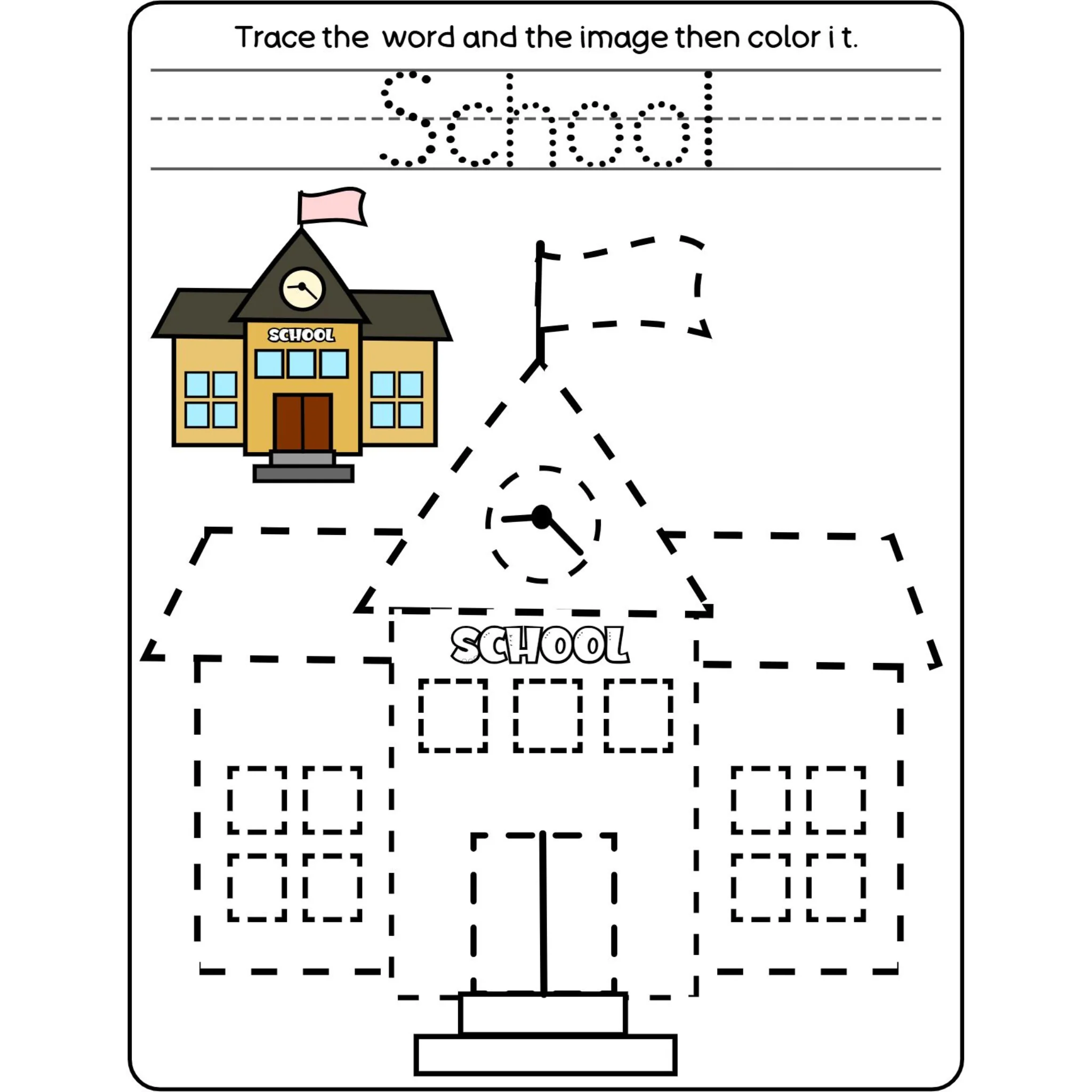 Trace Word and Picture Worksheets for Kids - Image 5
