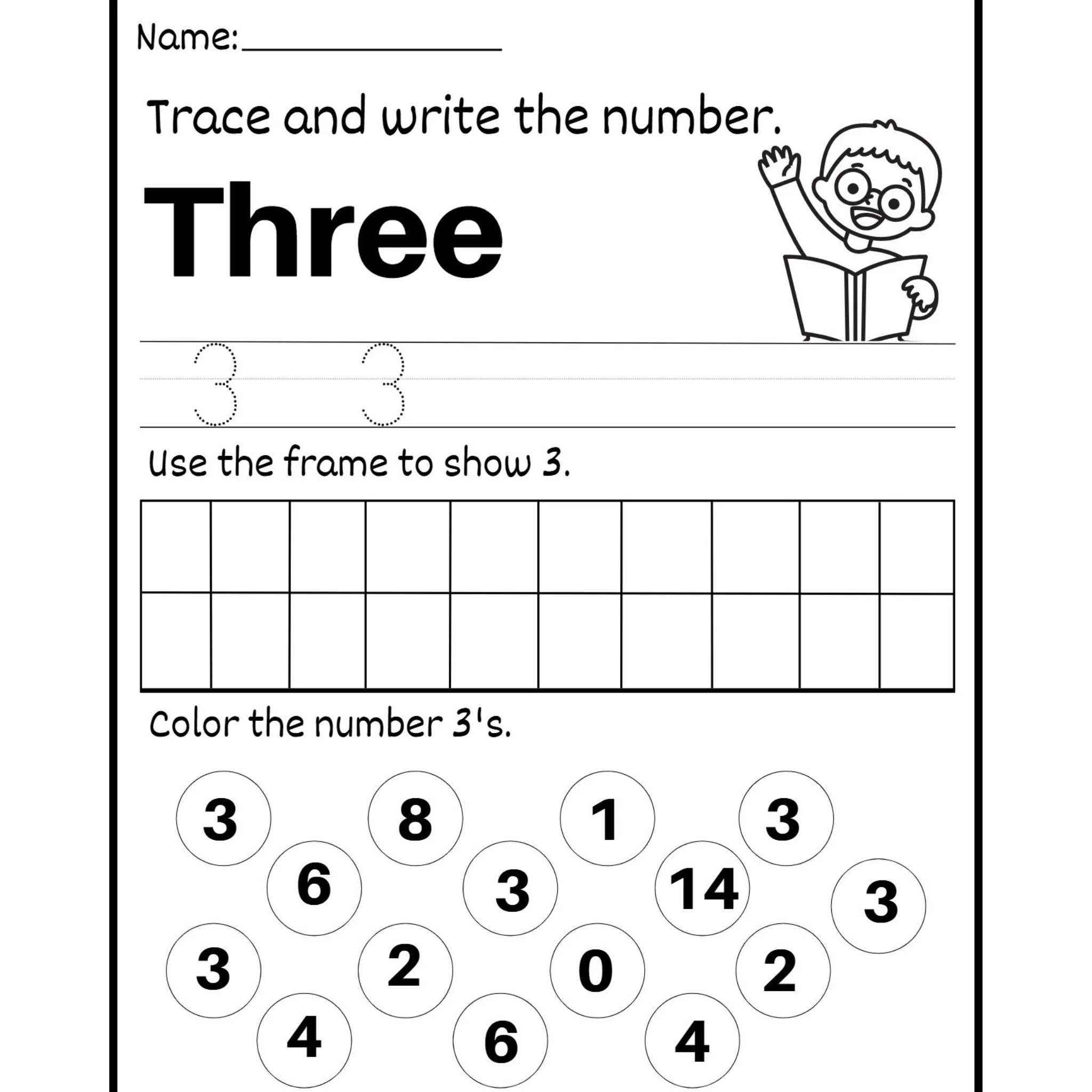 Trace Write and Color Numbers Worksheets - Image 3