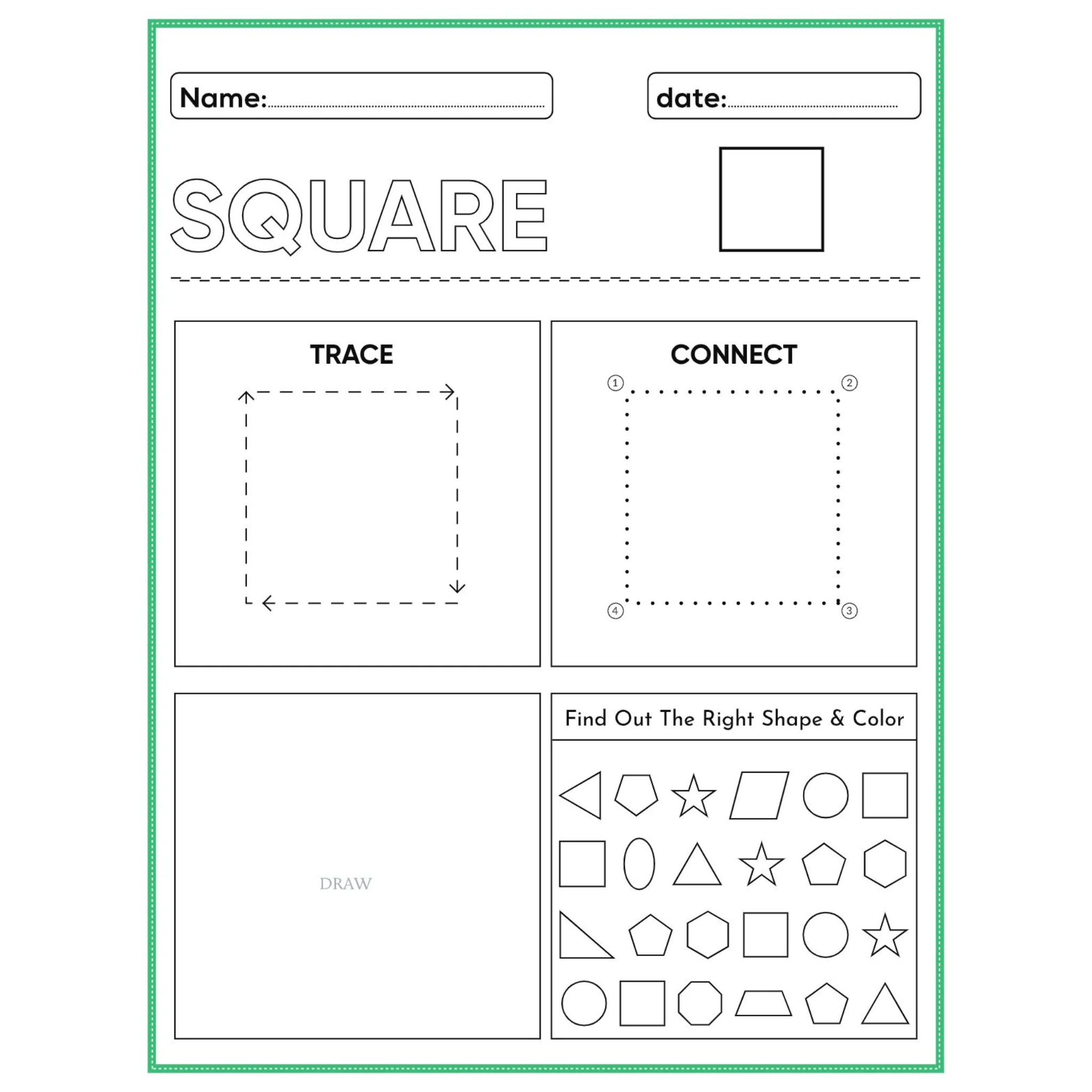 Tracing Shapes Trace Connect Draw Worksheets