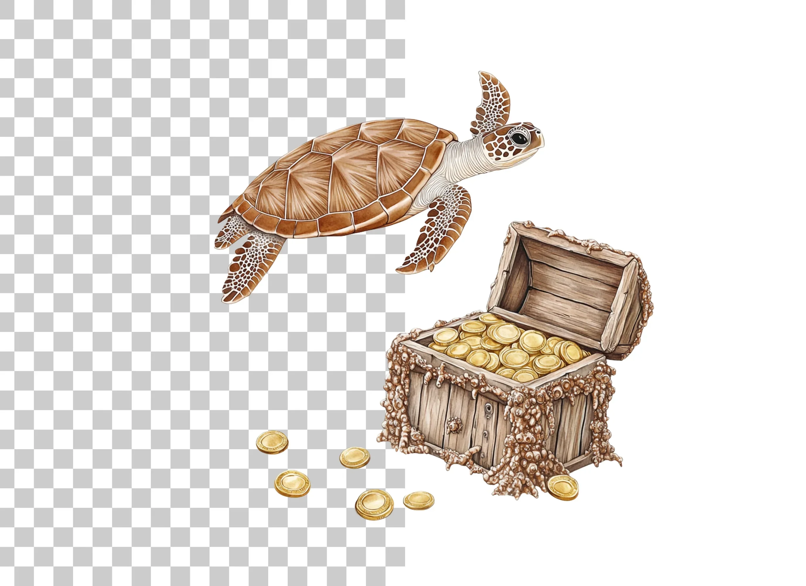 Treasure Chest and Turtle Clipart Bundle - Image 2