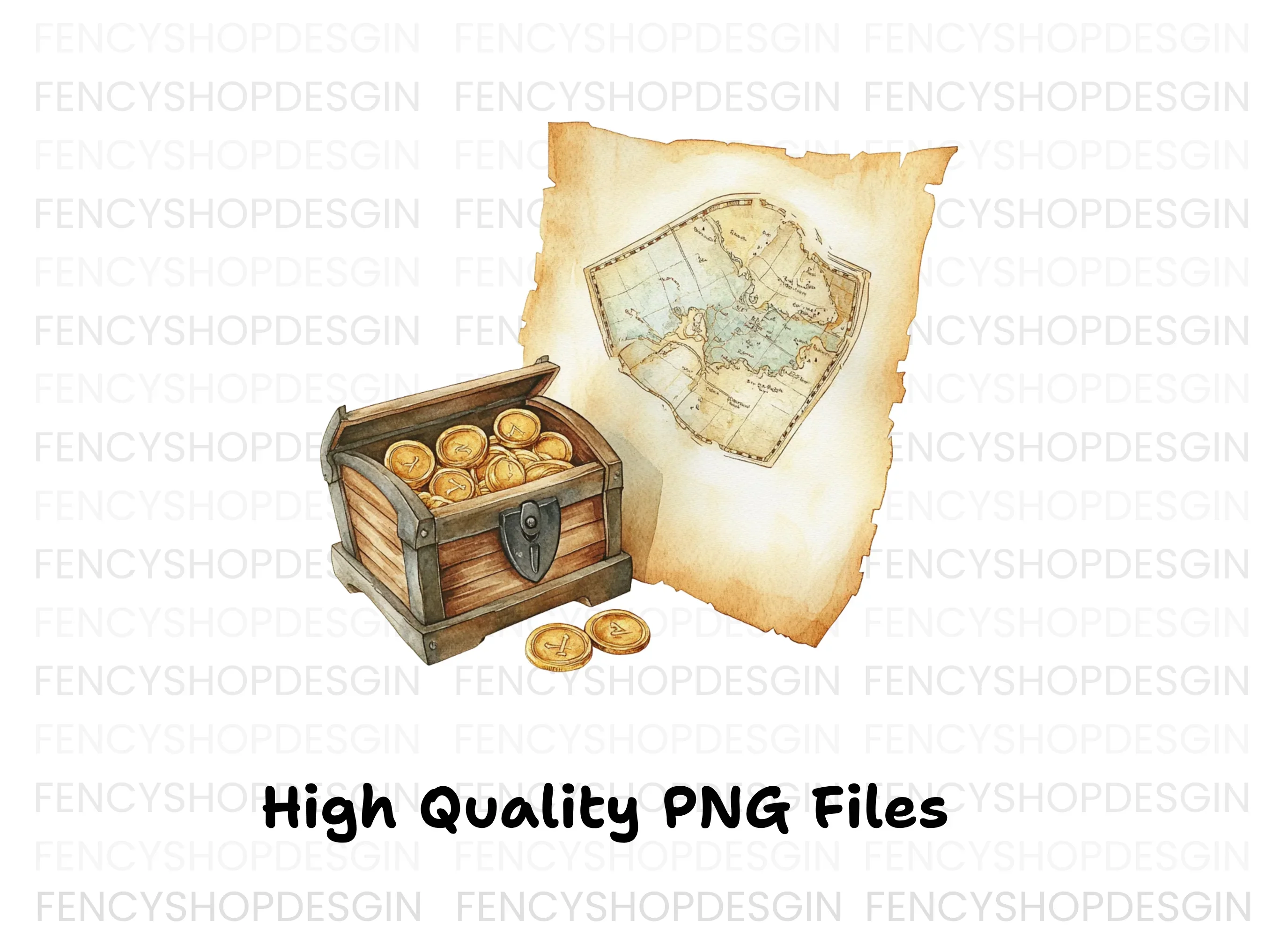 Treasure Map and Chest Clipart Bundle - Image 4