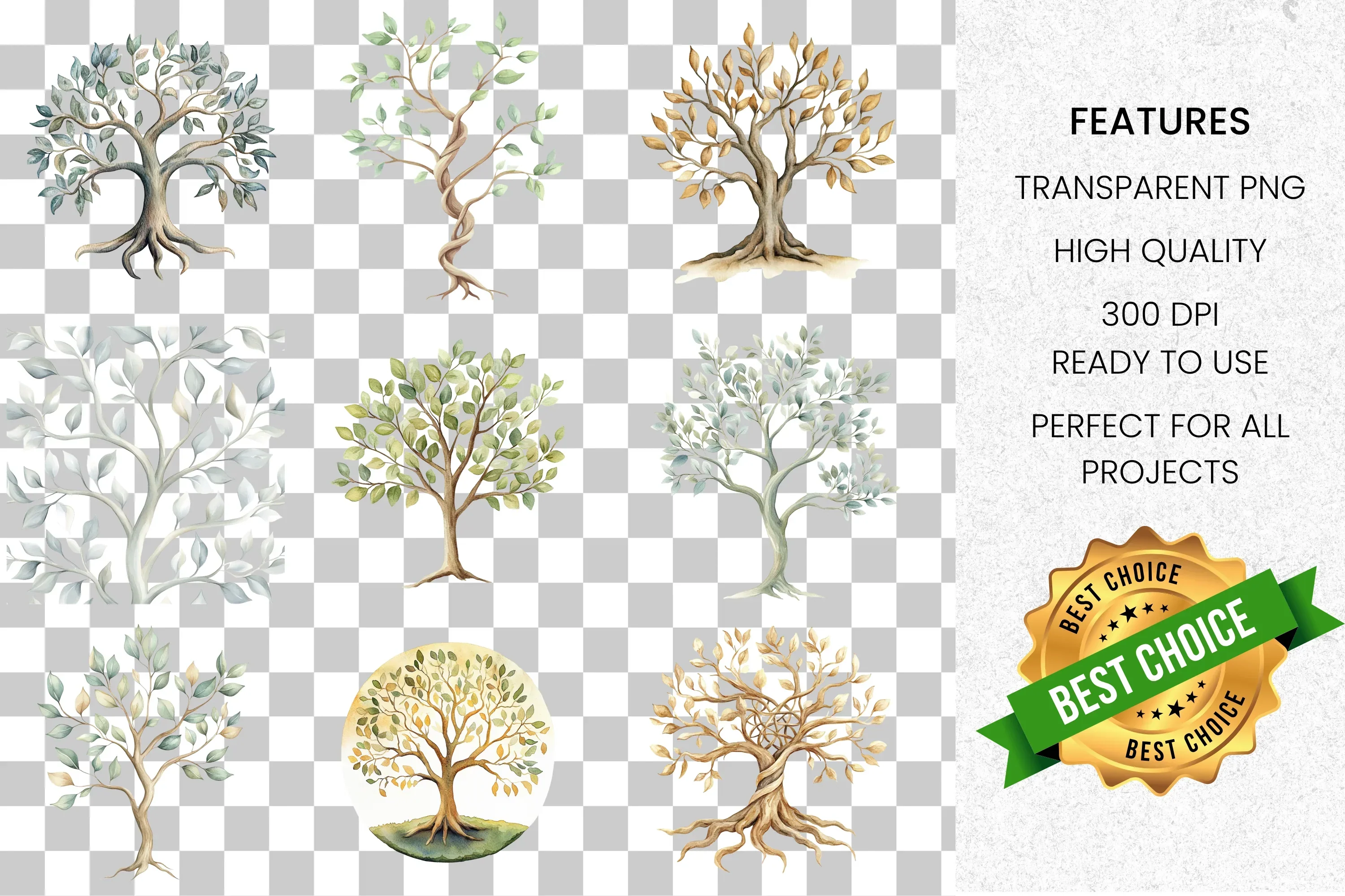 Tree Illustrations Clipart Bundle - Image 2