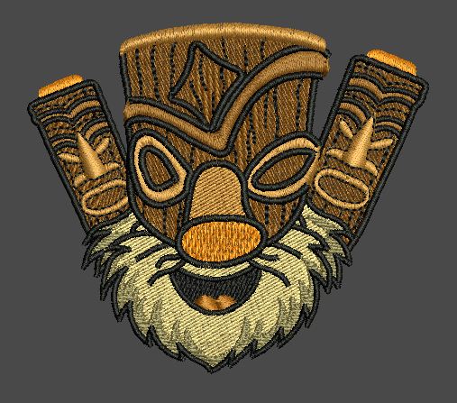 Tribal Tiki Trio Mascot Embroidery Design