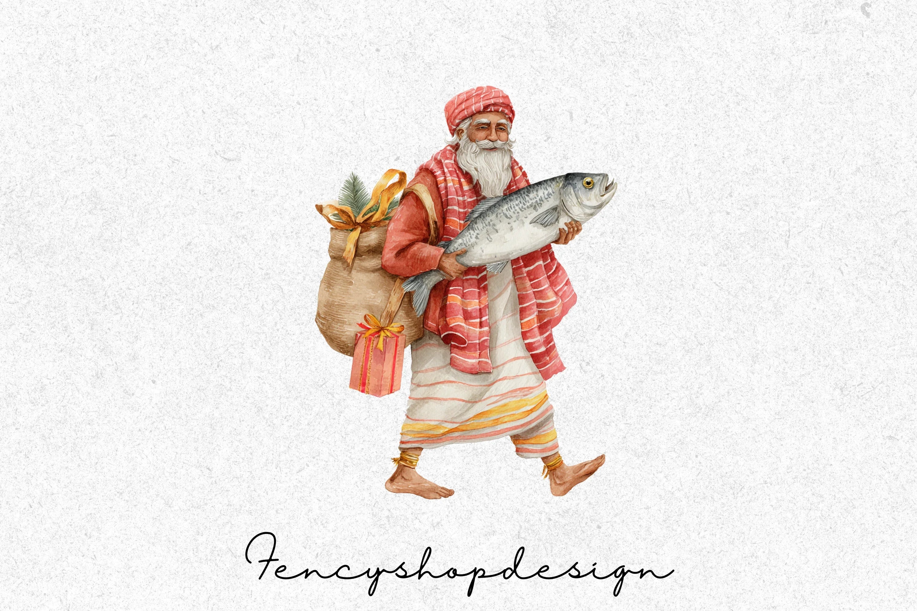 Tropical Santa Claus Clipart Bundle - Image 8