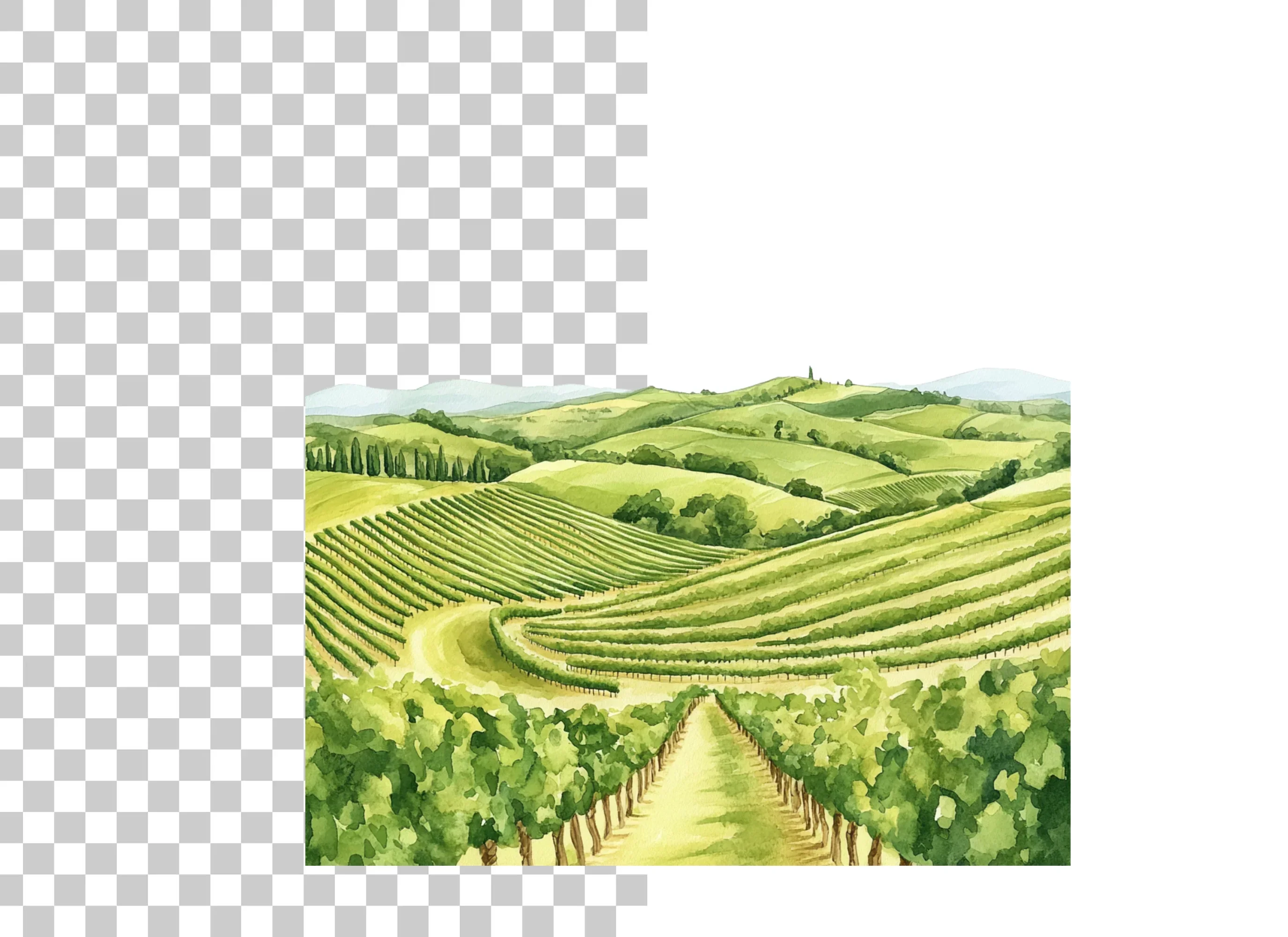 Tuscan Vineyard Landscape Clipart Bundle - Image 2