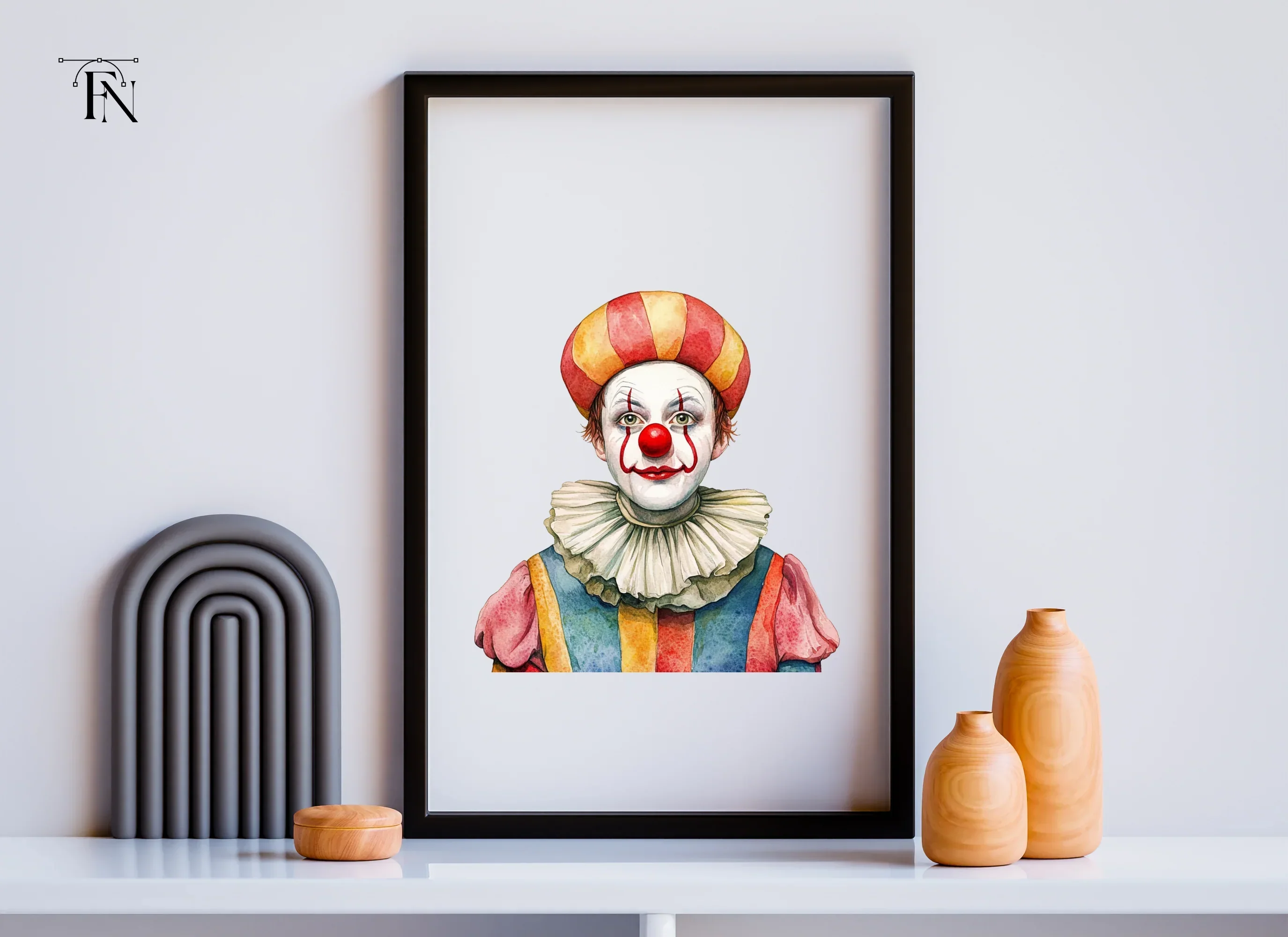 Two Happy Clowns Portraits Clipart Bundle - Image 6