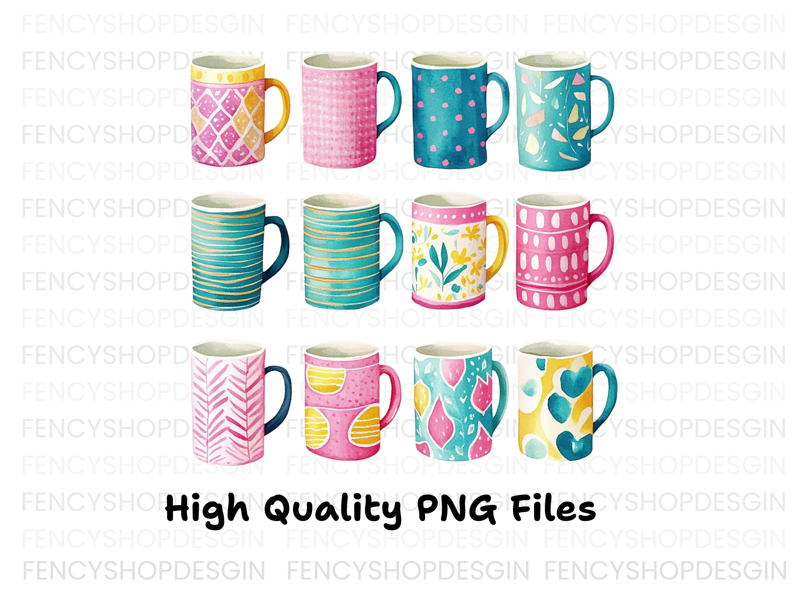Pattern Mugs Clipart Bundle - Image 2