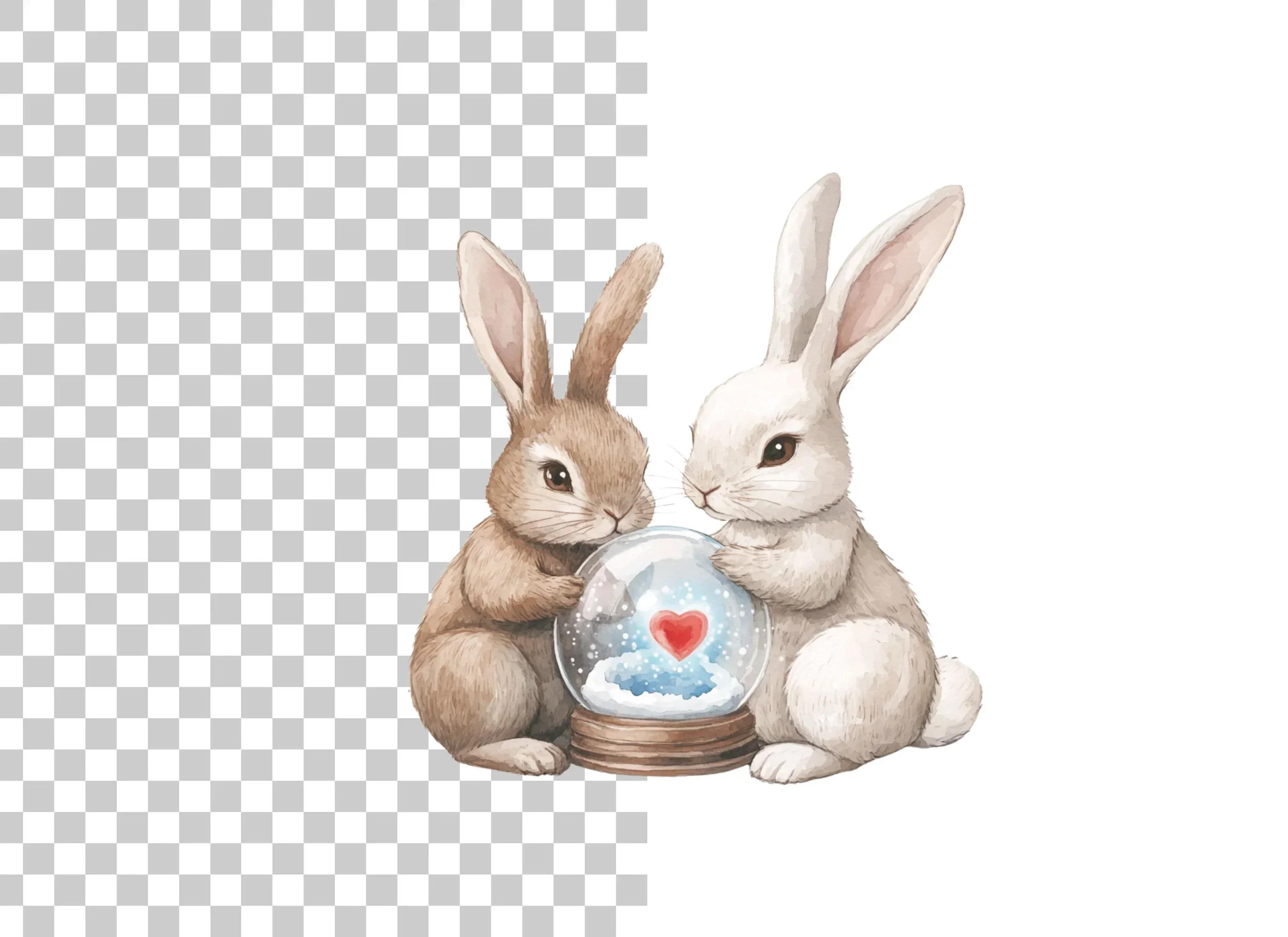Valentine Bunny Snow Globe Clipart Bundle - Image 2