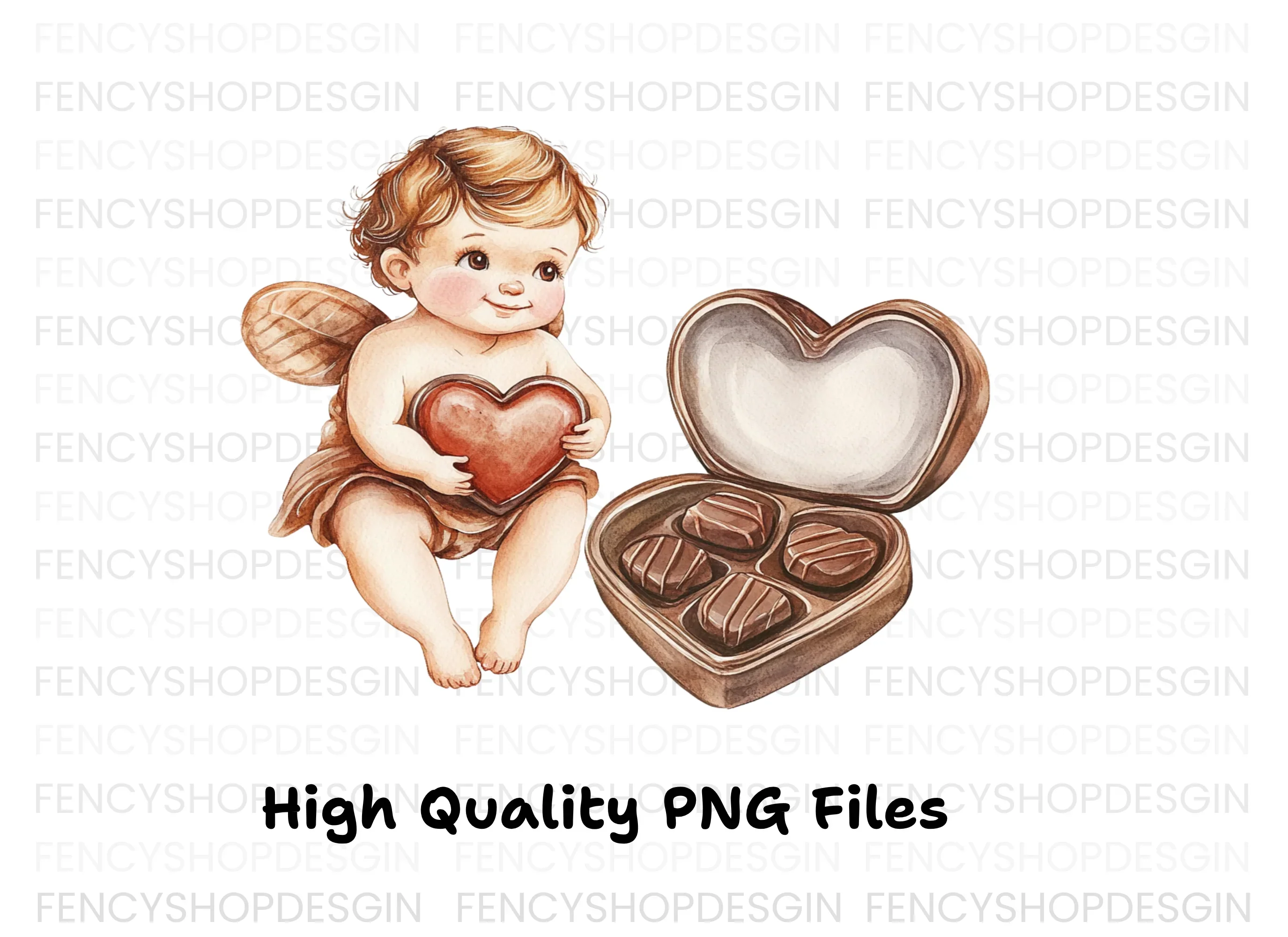 Valentine Cherubs Chocolate Box Clipart Bundle - Image 5