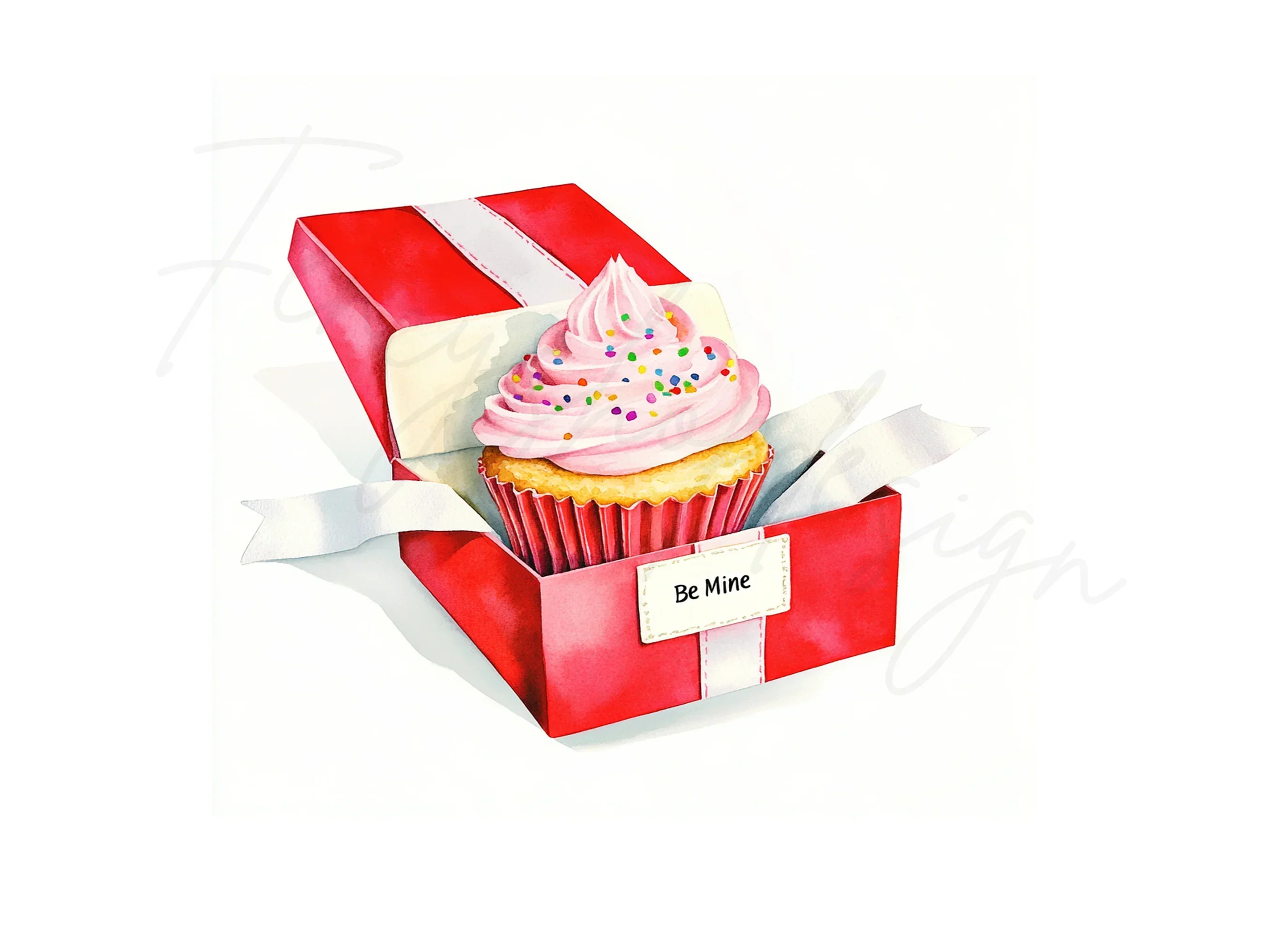 Valentine Cupcake Gift Box Clipart Bundle - Image 2