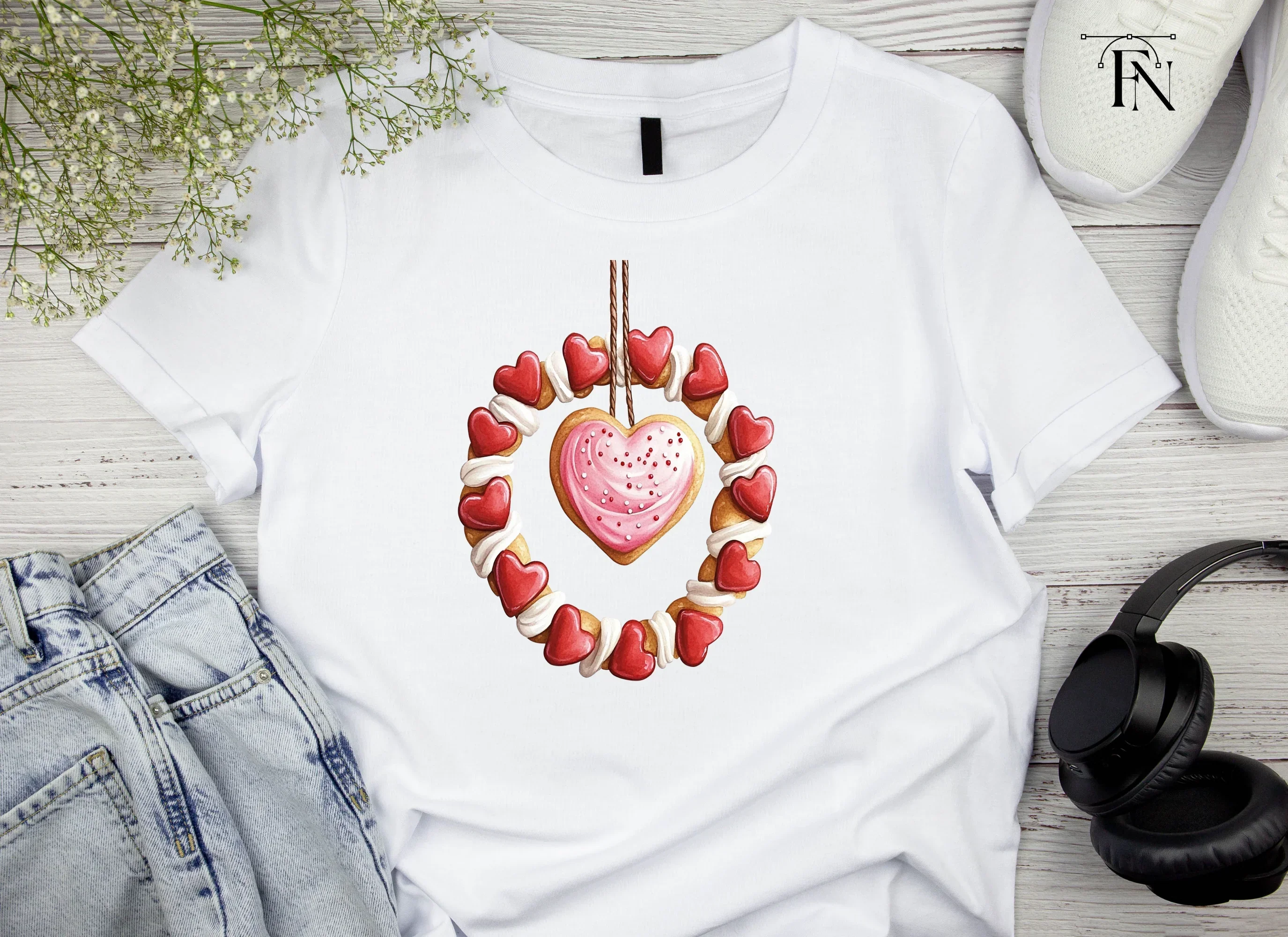 Valentine Heart Cookie Wreath Clipart Bundle - Image 4
