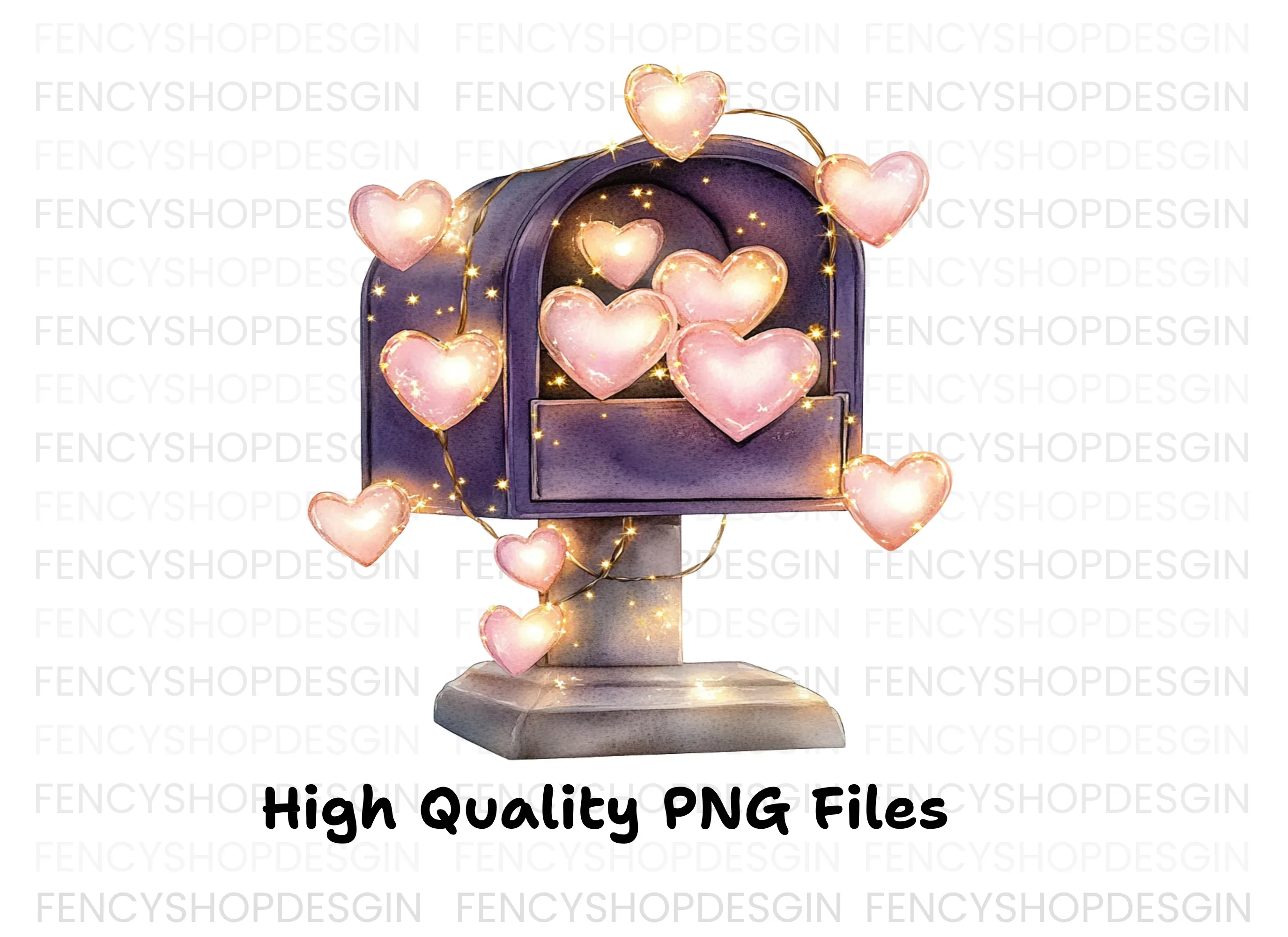 Valentine Mailbox Hearts Clipart Bundle - Image 3